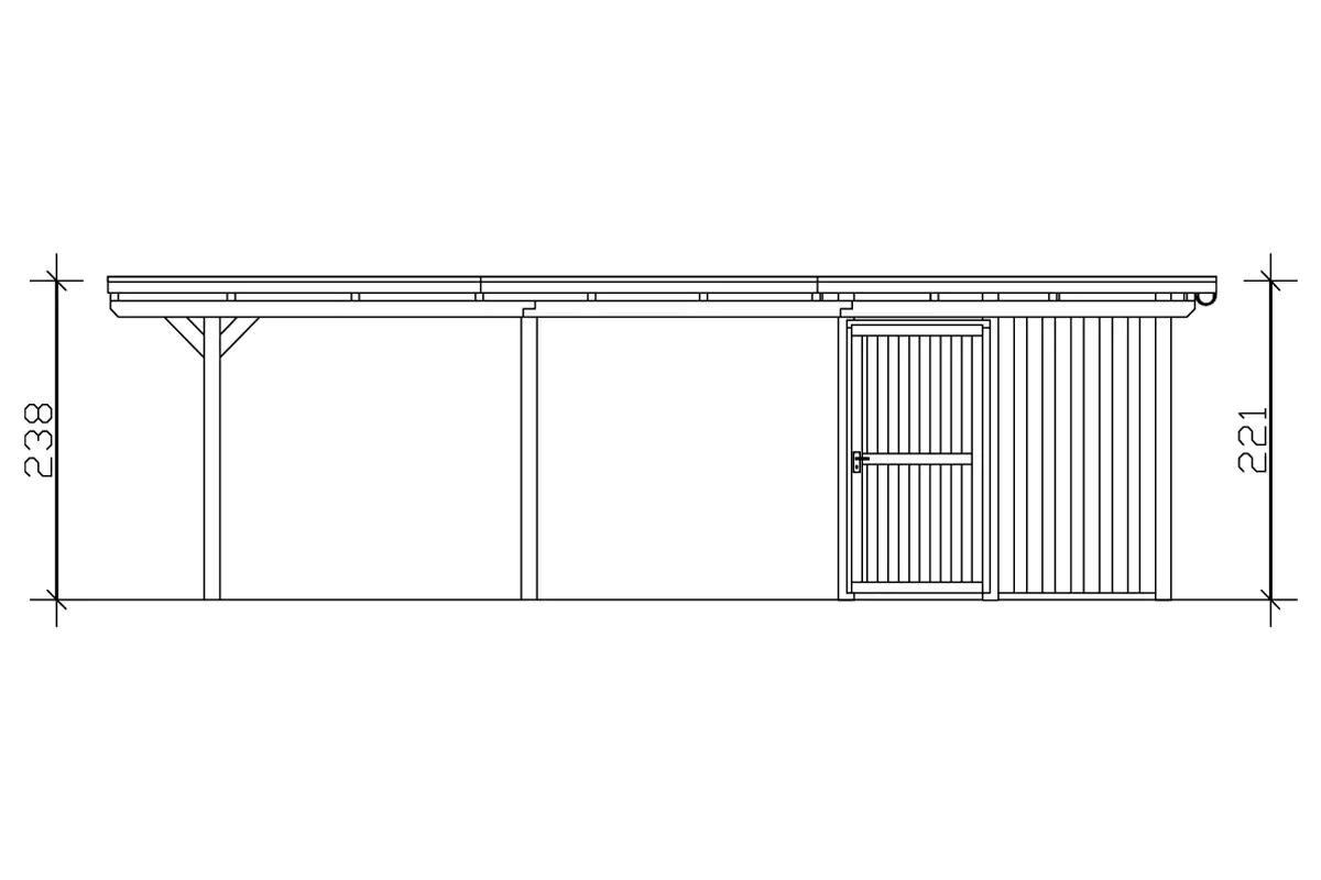 SKAN HOLZ Carport Emsland 354 x 846 cm mit EPDM-Dach, mit Abstellraum