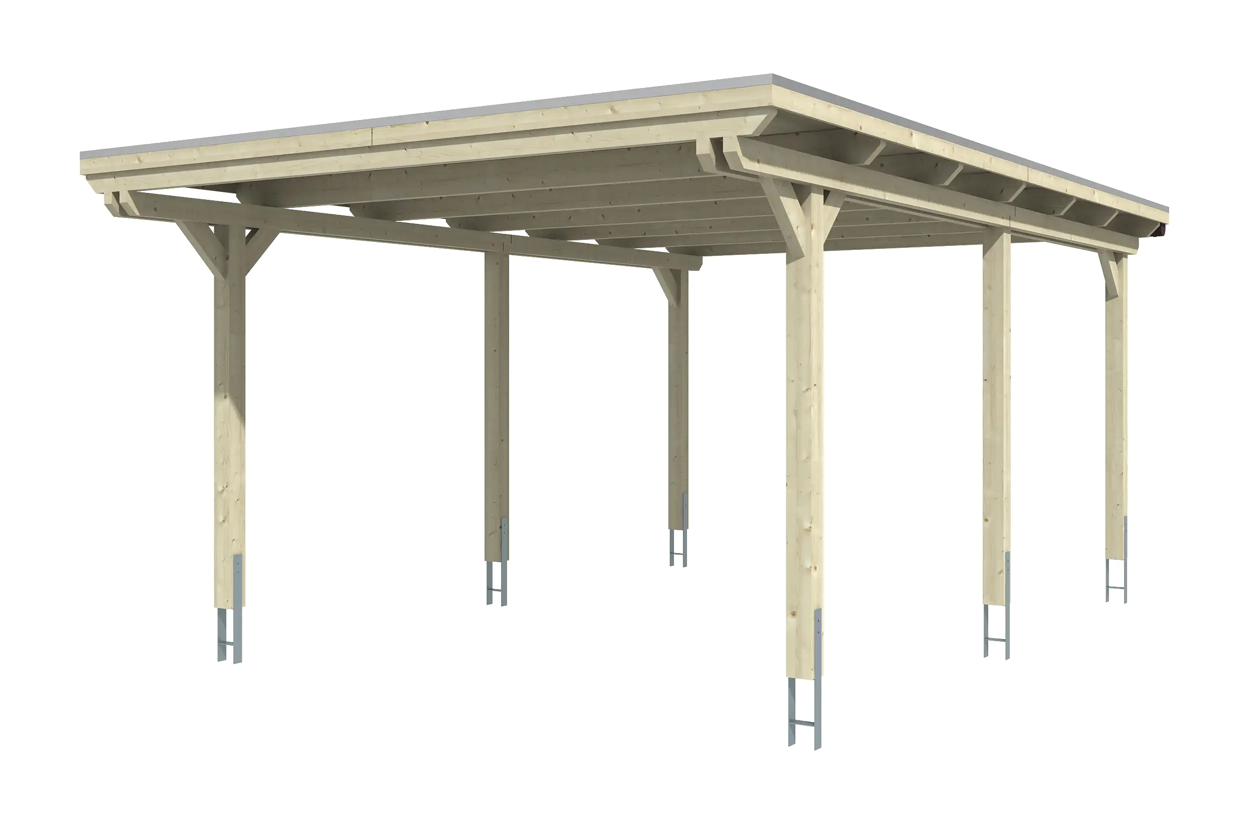 4018211022342_02 SKAN HOLZ Carport Emsland 404 x 604 cm mit Aluminiumdach, lasiert in Weiß