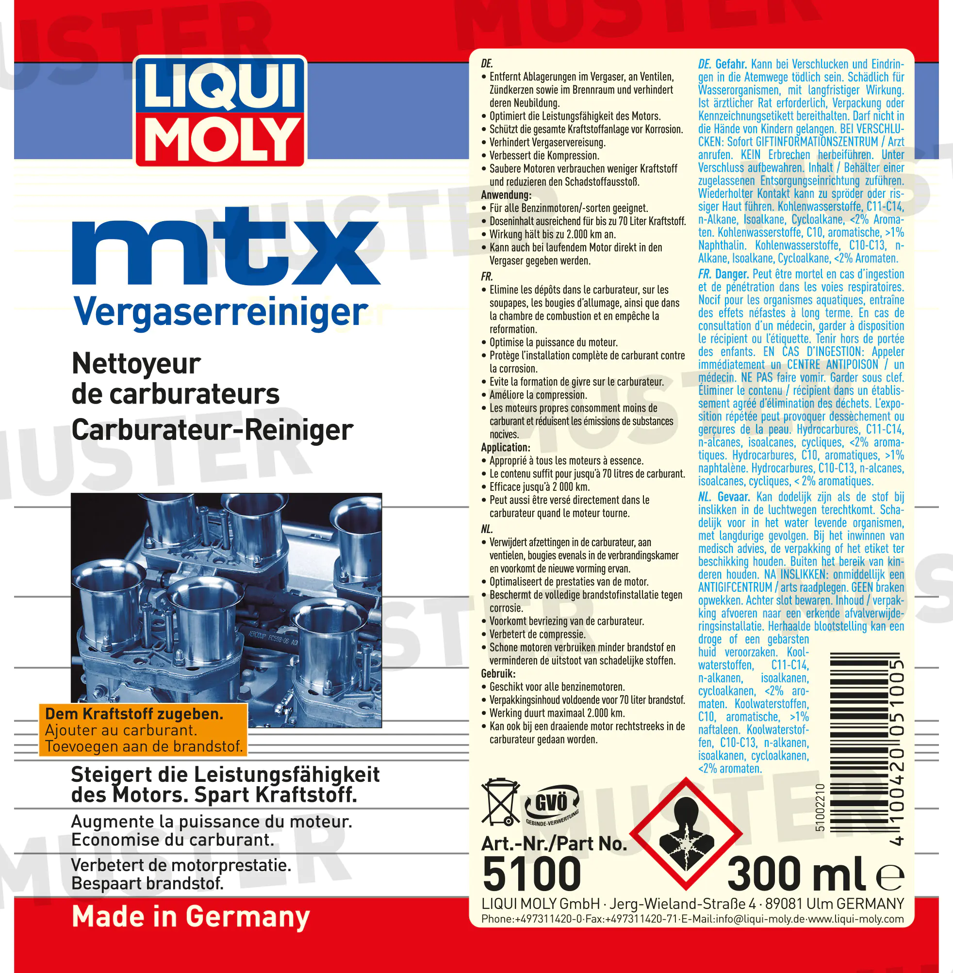 Liqui Moly mTx Vergaser-Reiniger 300 ml Liqui Moly mTx Vergaser-Reiniger 300 ml