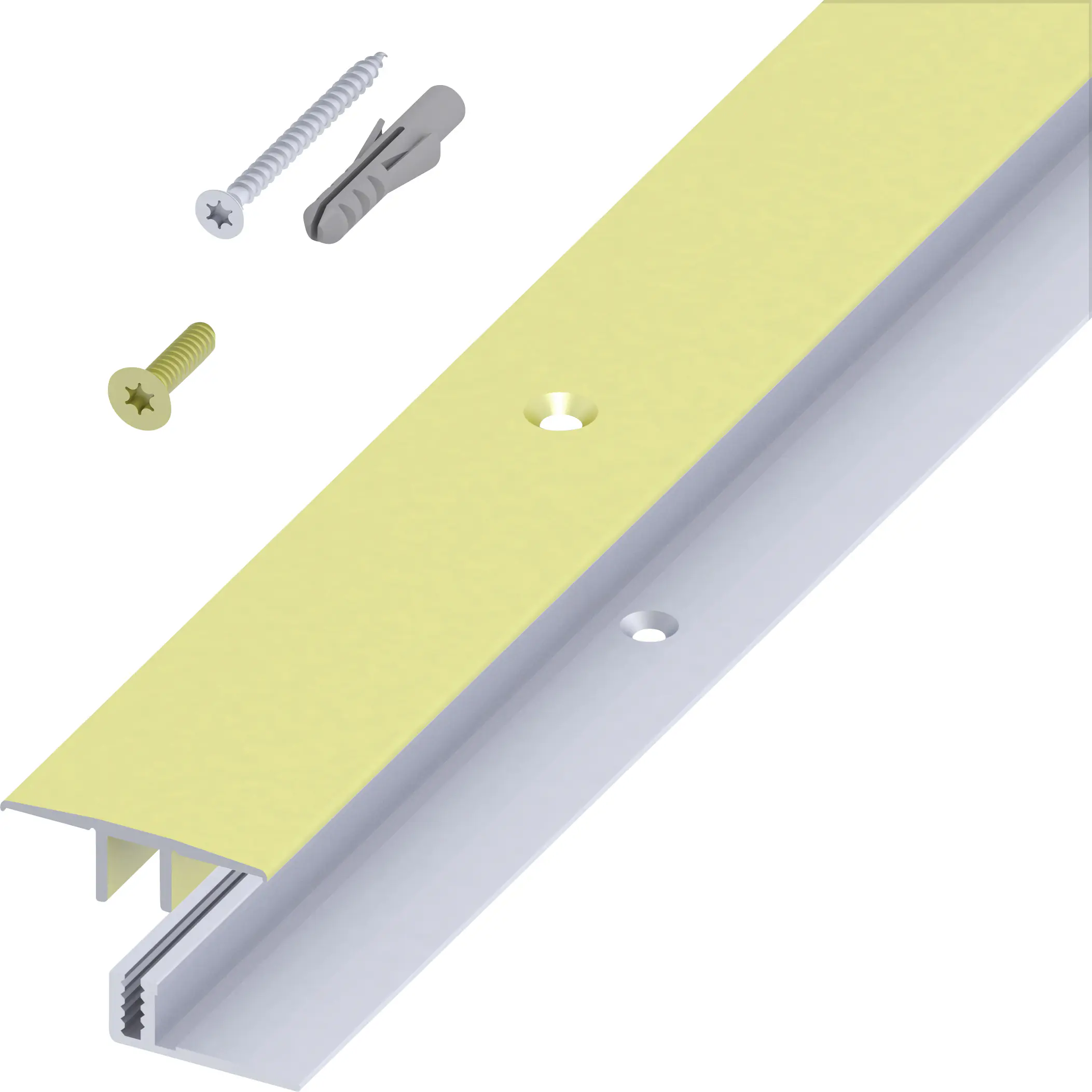 alfer Übergangs-Profil und Träger-Profil 1 m, 33 x 7 - 15 mm Alu  messing