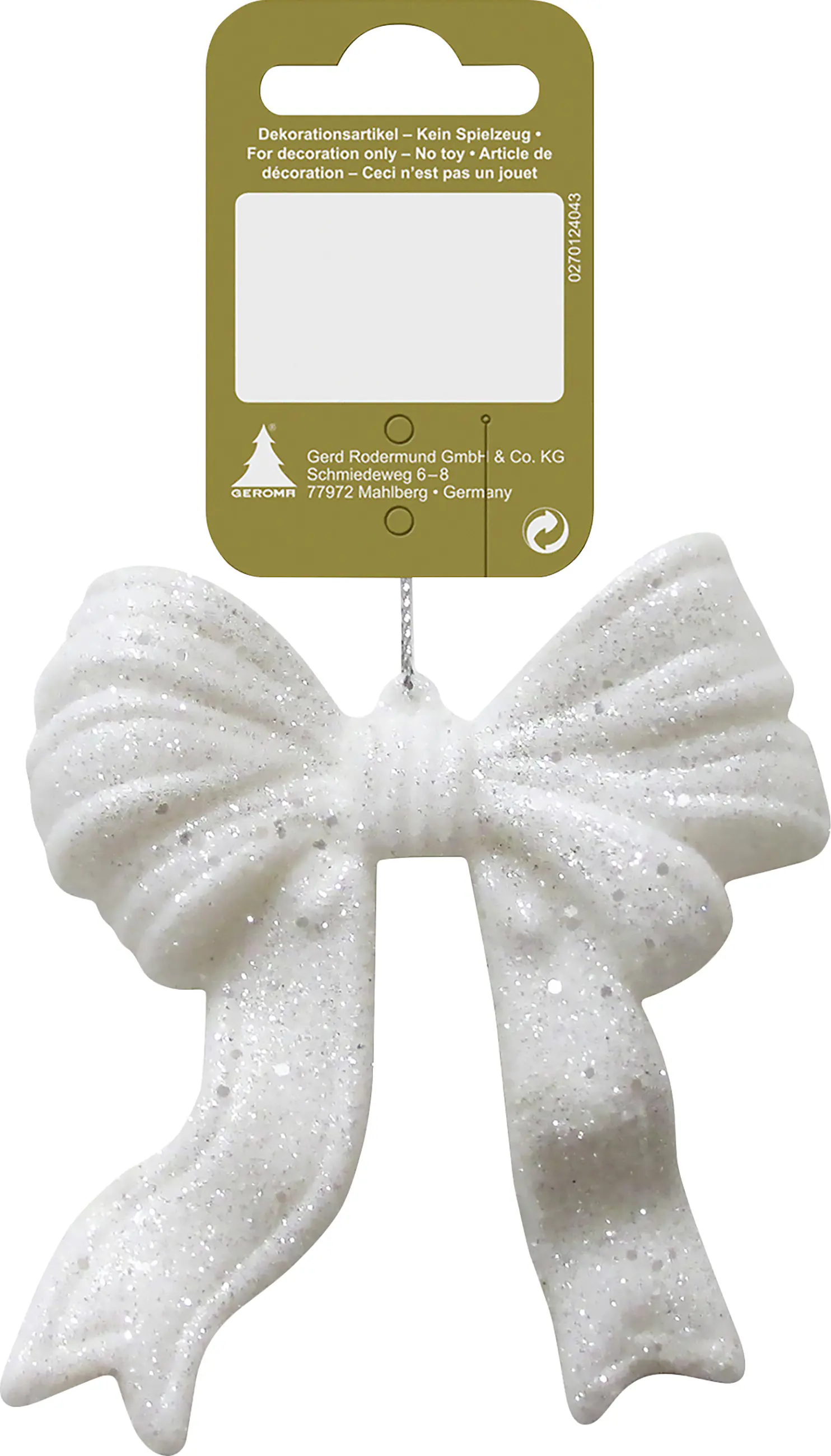 Dekohänger Schleife Kunststoff weiß 8 x 9 cm 