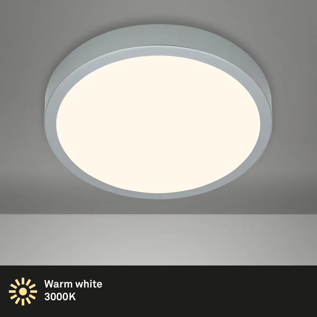 Briloner LED Deckenleuchte Runa Ø 38 cm, Metallrahmen silber