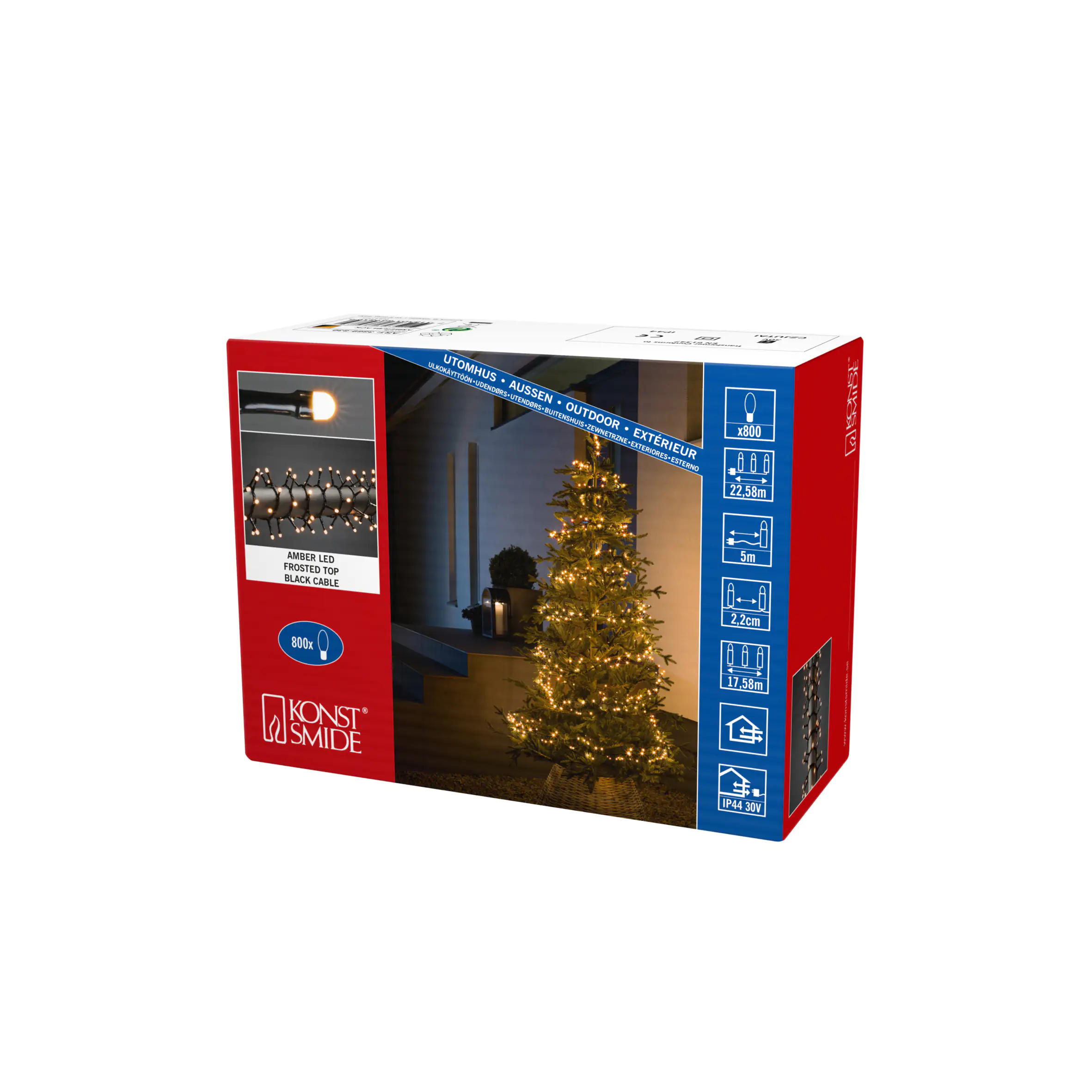 Konstsmide Micro LED Compactlights Lichterkette 800 bernstein 22.58 m