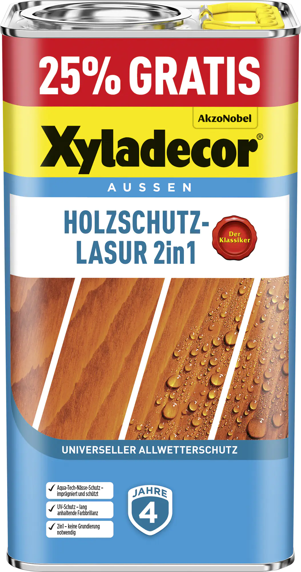 Xyladecor Holzschutzlasur 2in1 4+1L gratis kastanie Aktionsgebinde 25% Gratis! Xyladecor Holzschutzlasur 2in1 4+1L gratis kastanie Aktionsgebinde 25% Gratis!