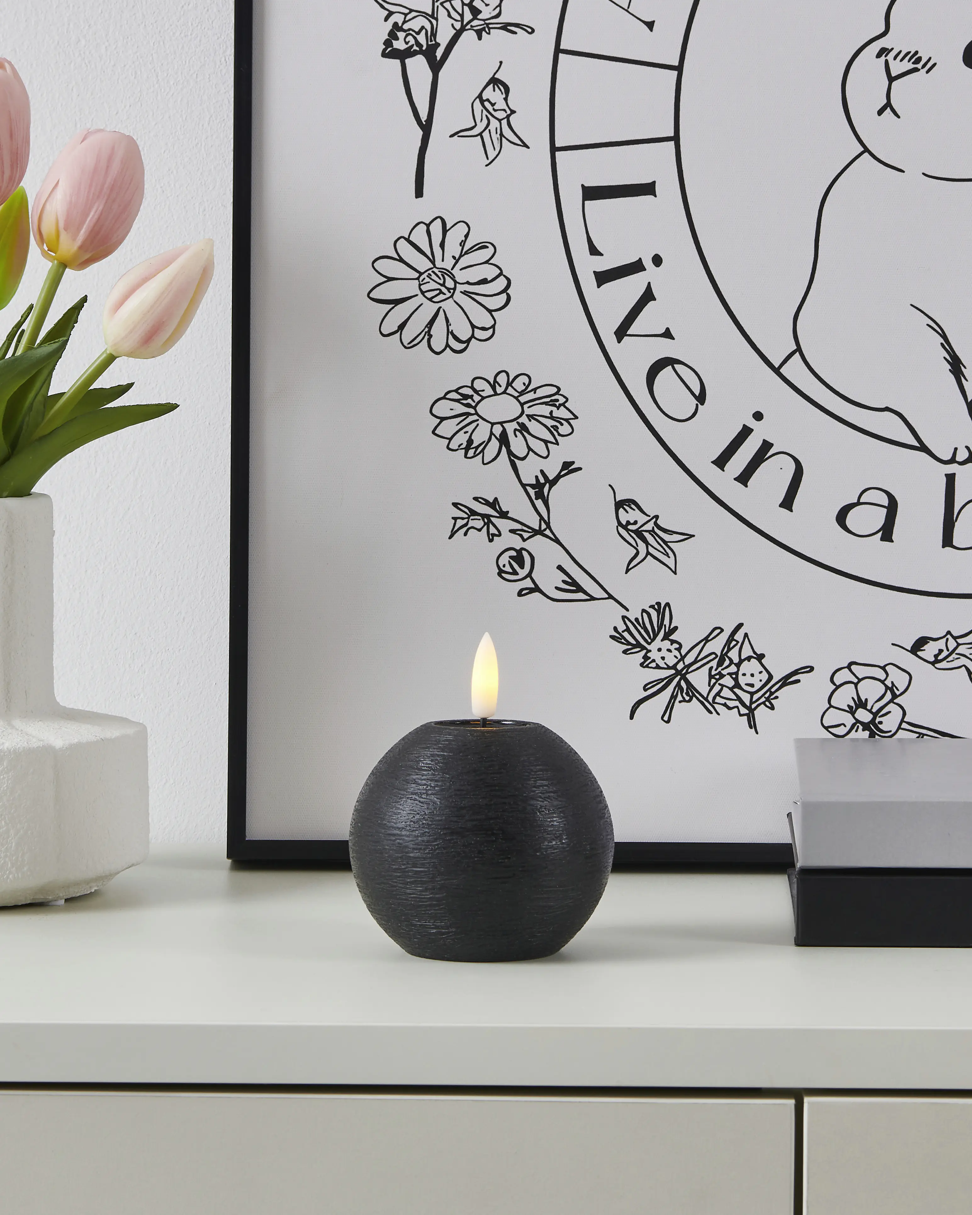 Eglo LED Kerze Leskino warmweiß 8 x Ø 8 cm schwarz