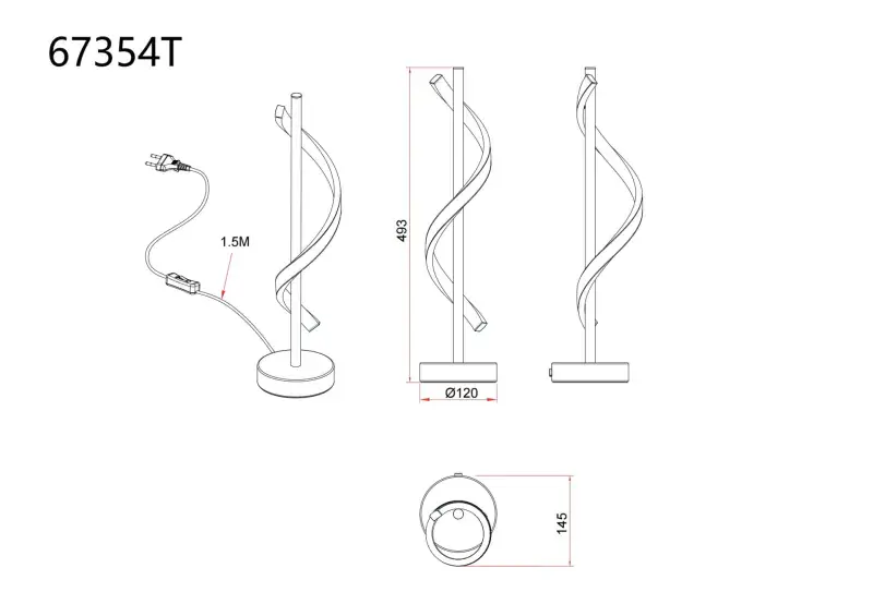 Globo Tischleuchte Watkins Ø 15,5 x 49,3 cm H schwarz warmweiß