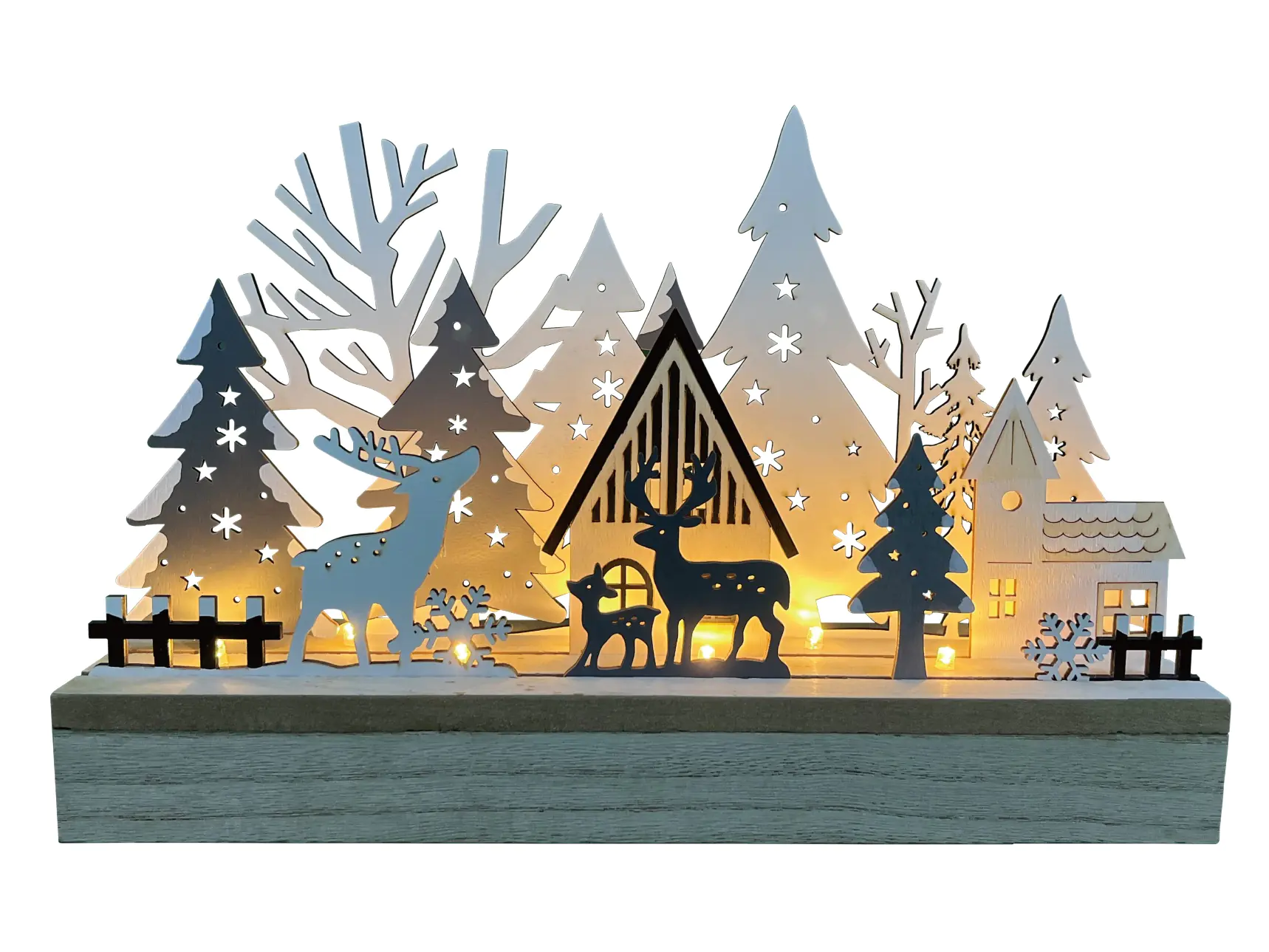 TrendLine Deko Holz 30 x 8 x 19 cm natur/weiß