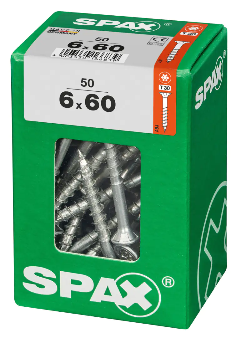 Spax Universalschrauben 6.0 x 60 mm TX 30 Senkkopf - 50 Stk.