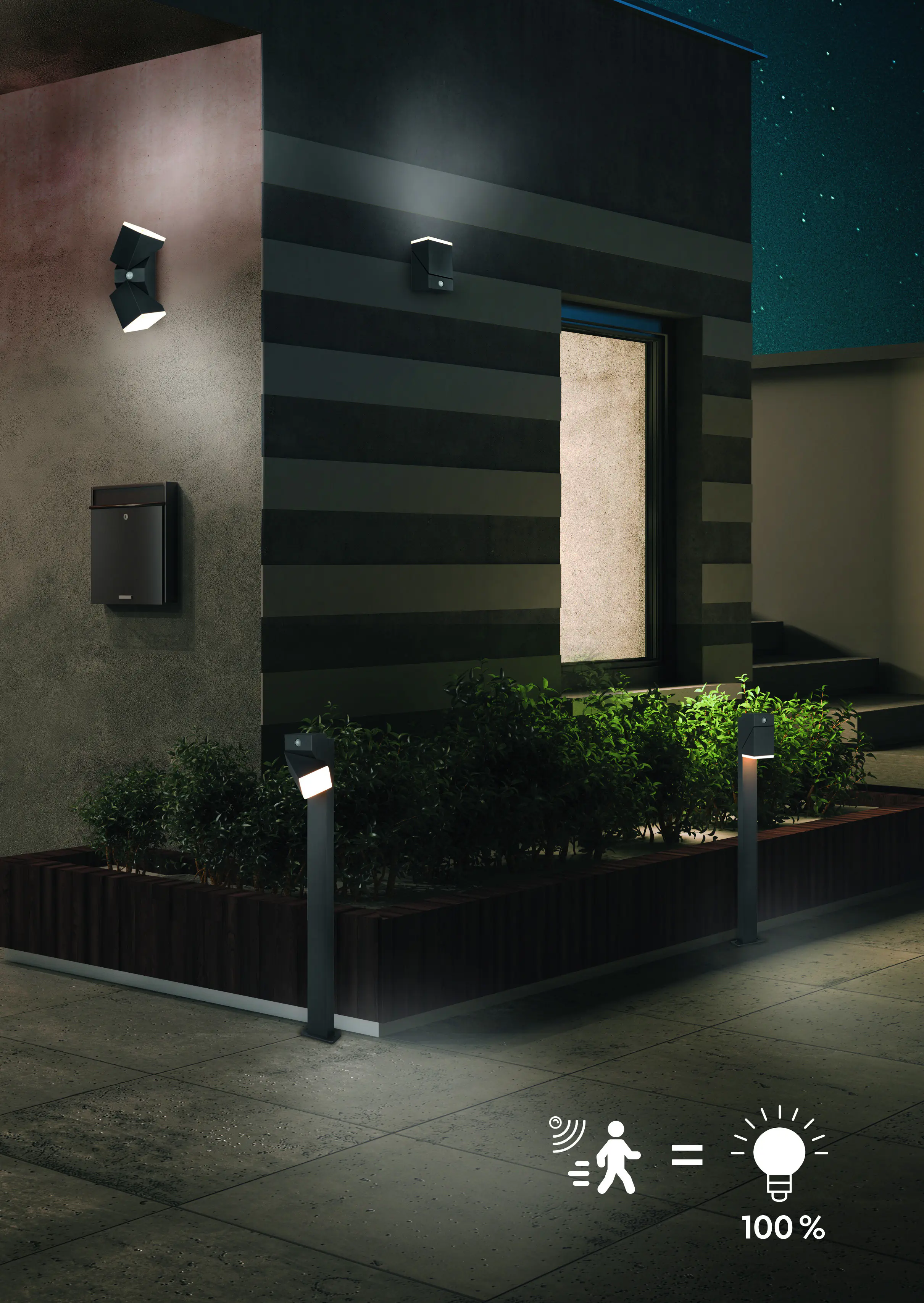 Trio LED Wandleuchte Avon innen/außen anthrazit standby 14W warmweiß