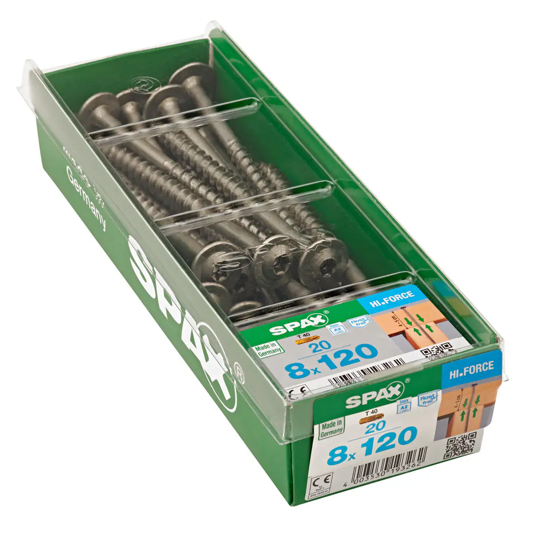 Spax Tellerkopfschrauben 8.0 x 120 mm TX 40 - 20 Stück Edelstahl