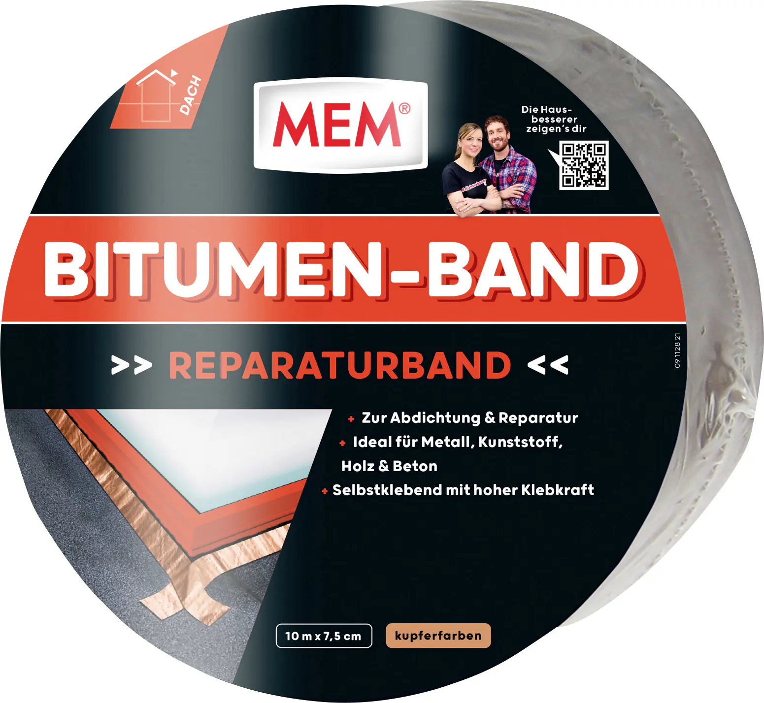 MEM Bitumen-Band 10 m x 7,5 cm kupfer