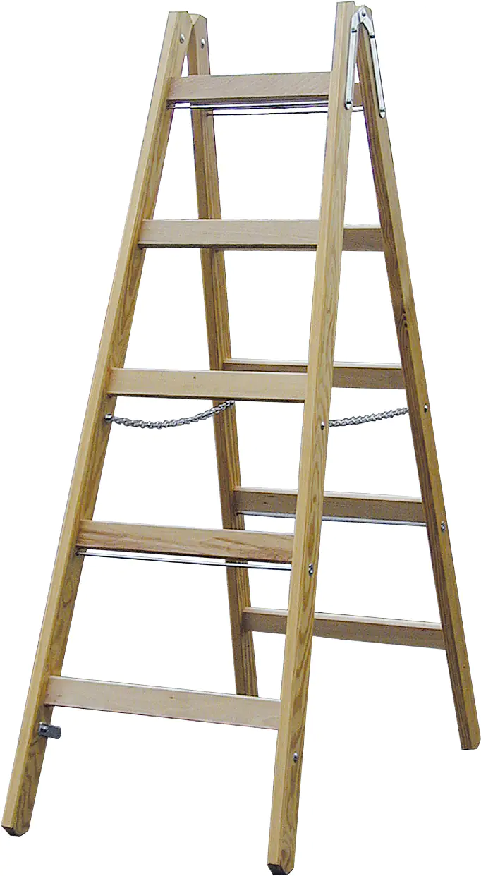 Stabilo Sprossen-Doppelleiter Holz 2 x 5 Sprossen
