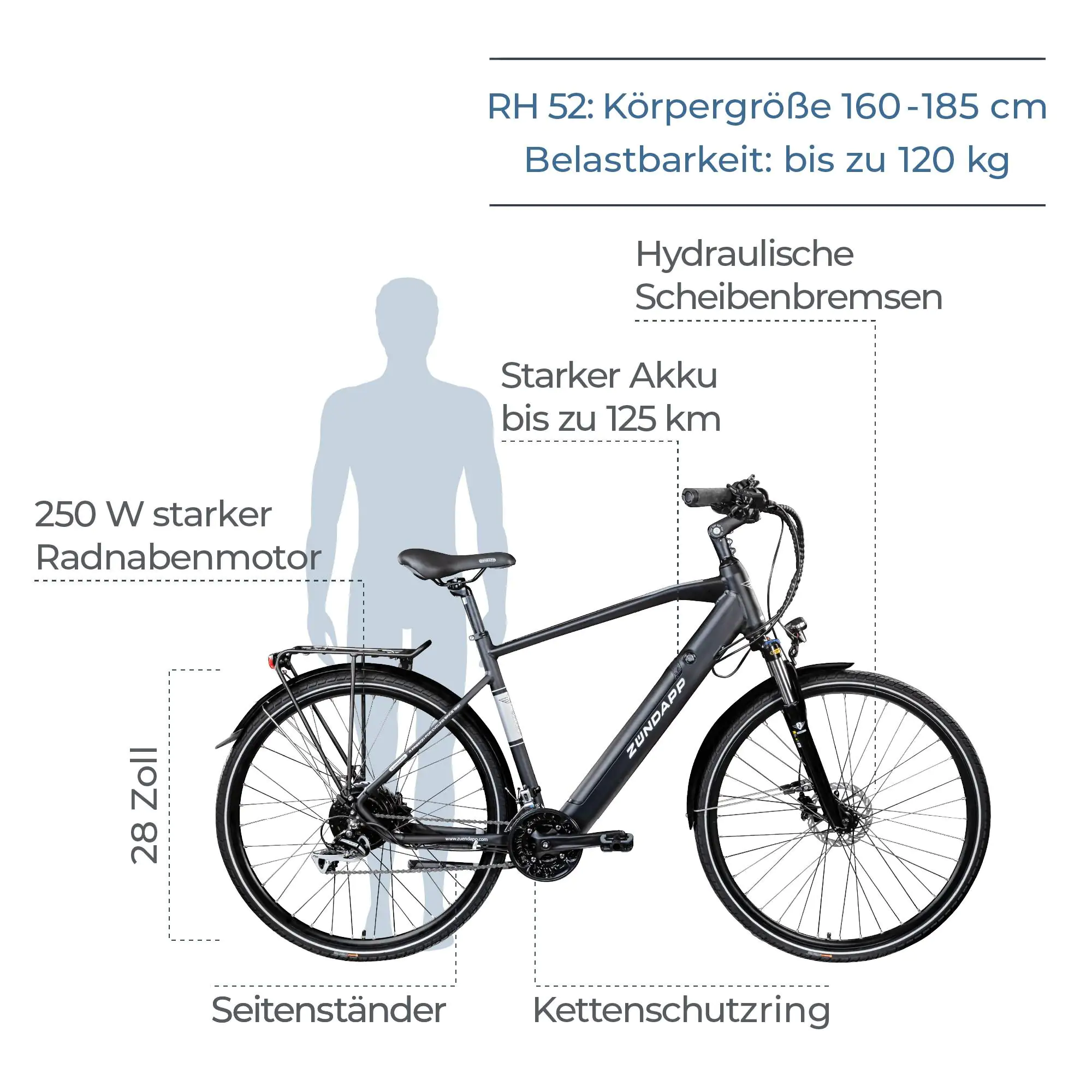 Zündapp E-Bike Trekking Z810 28 Zoll 24-Gang 417,6 Wh schwarz