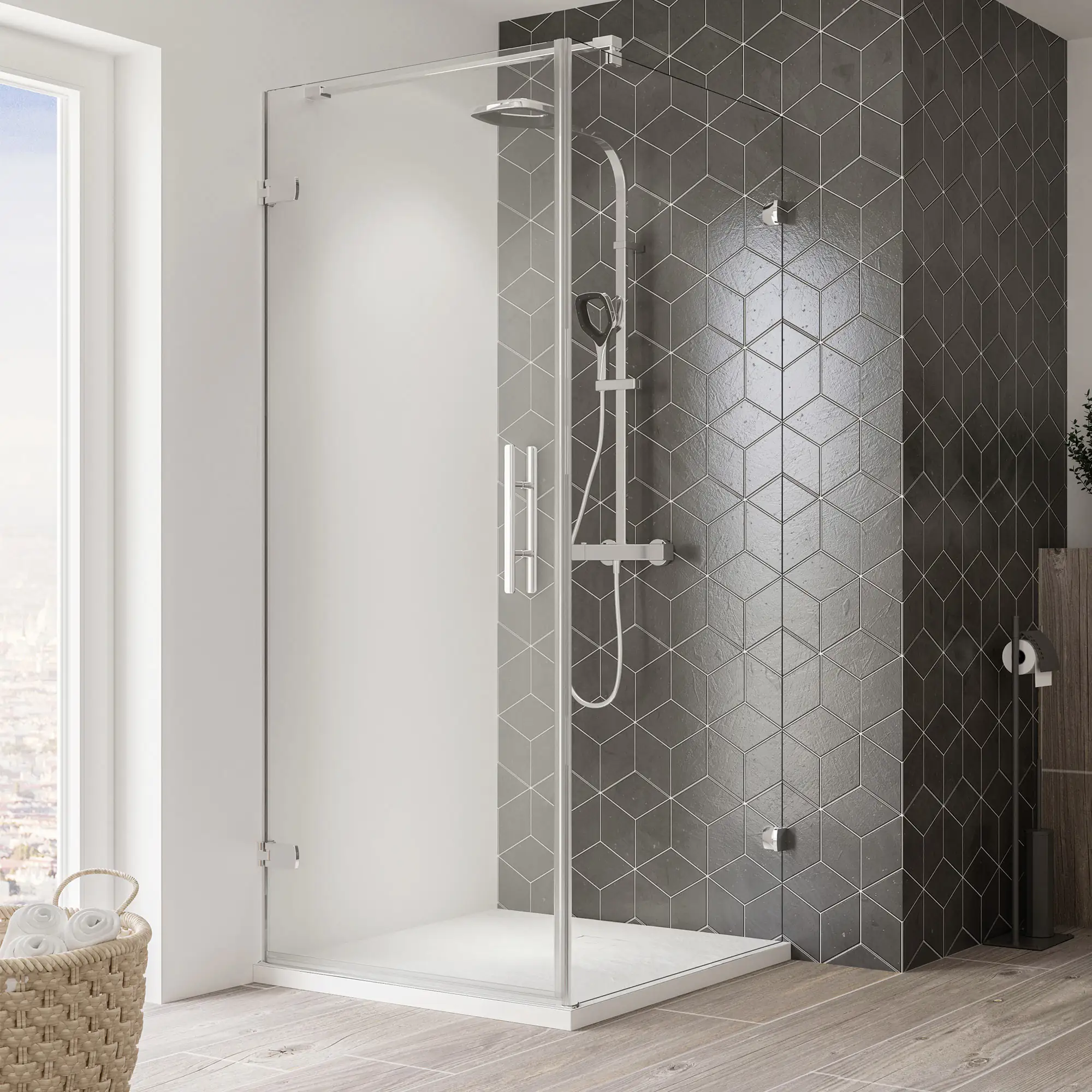 Breuer Avanta Seitenwand f. Drehtür 75x200 cm, alu chromeffekt, klarglas hell, inkl. CER+, Quick 72