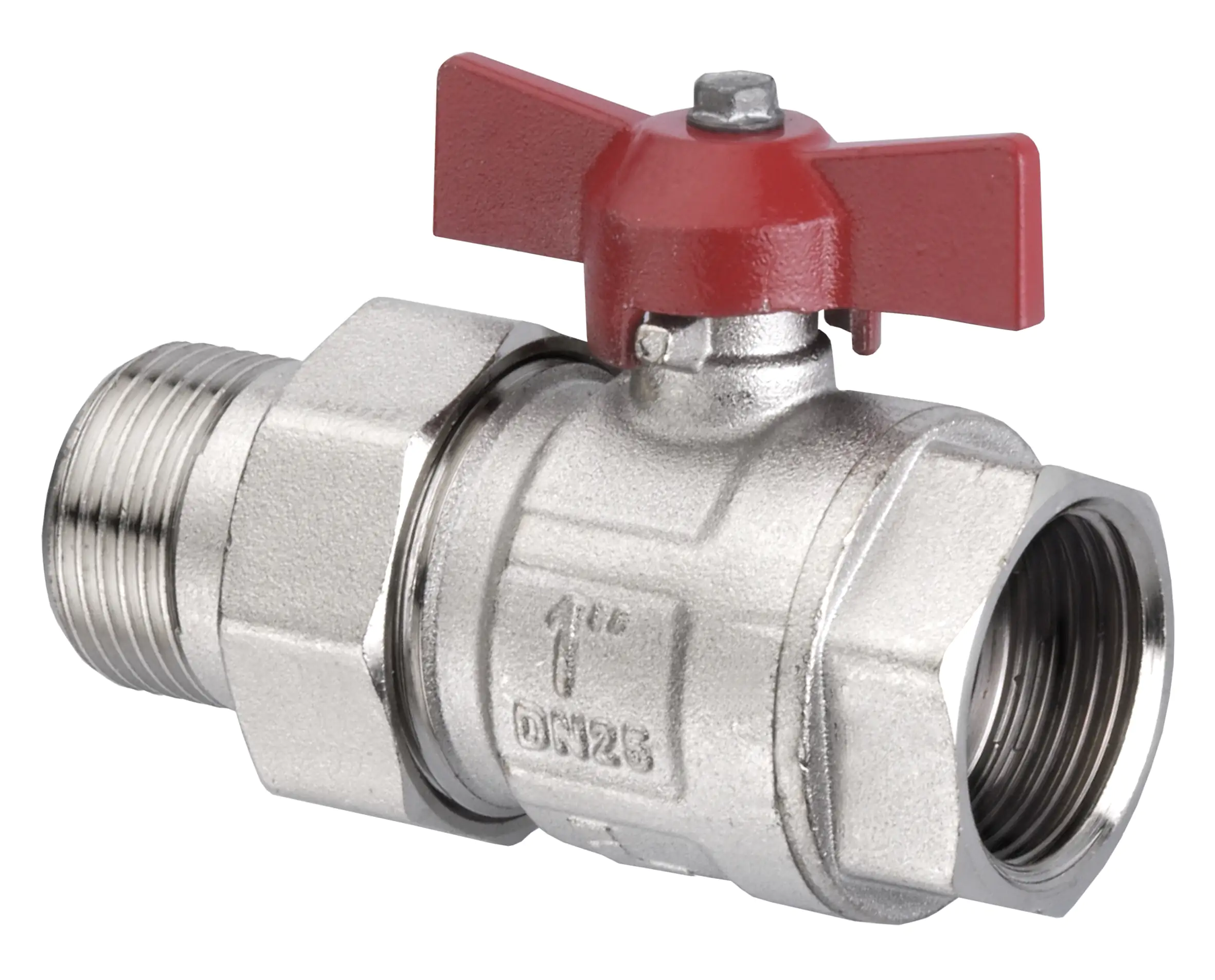 Cornat Kugelhahn ø 1" IG/AG Messing vernickelt, ø 1" IG/AG