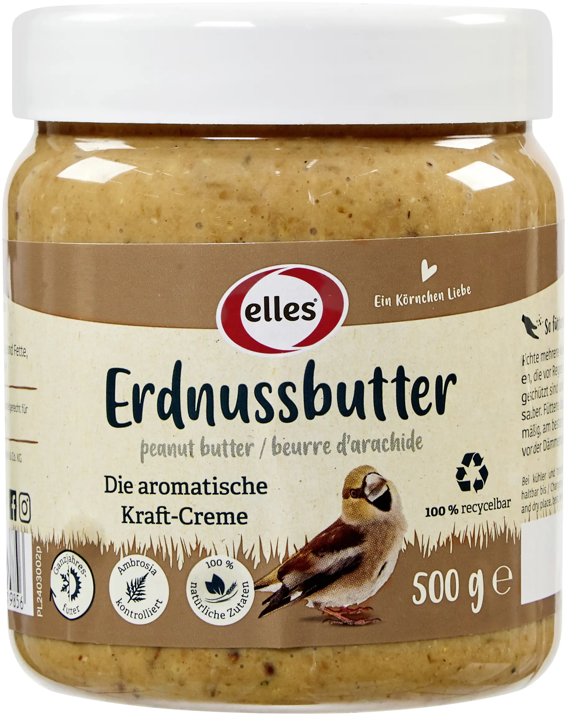 Elles Wildvogelfutter Erdnussbutter 500 g Elles Wildvogelfutter Erdnussbutter 500 g