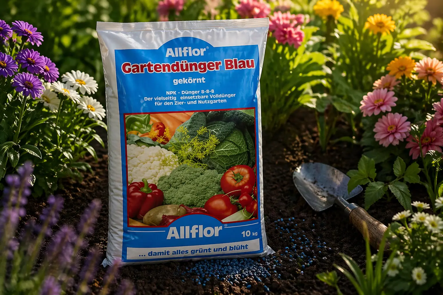 Allflor Gartendünger Blau 10kg für ca. 330 m², NPK Dünger 8-8-8
