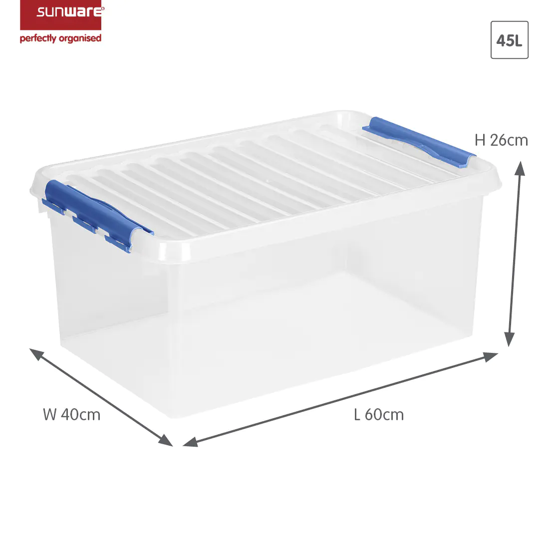 Sunware Aufbewahrungsbox Q-line 45L transparent blau 60 x 40 x 26 cm Sunware Aufbewahrungsbox Q-line 45L transparent blau 60 x 40 x 26 cm