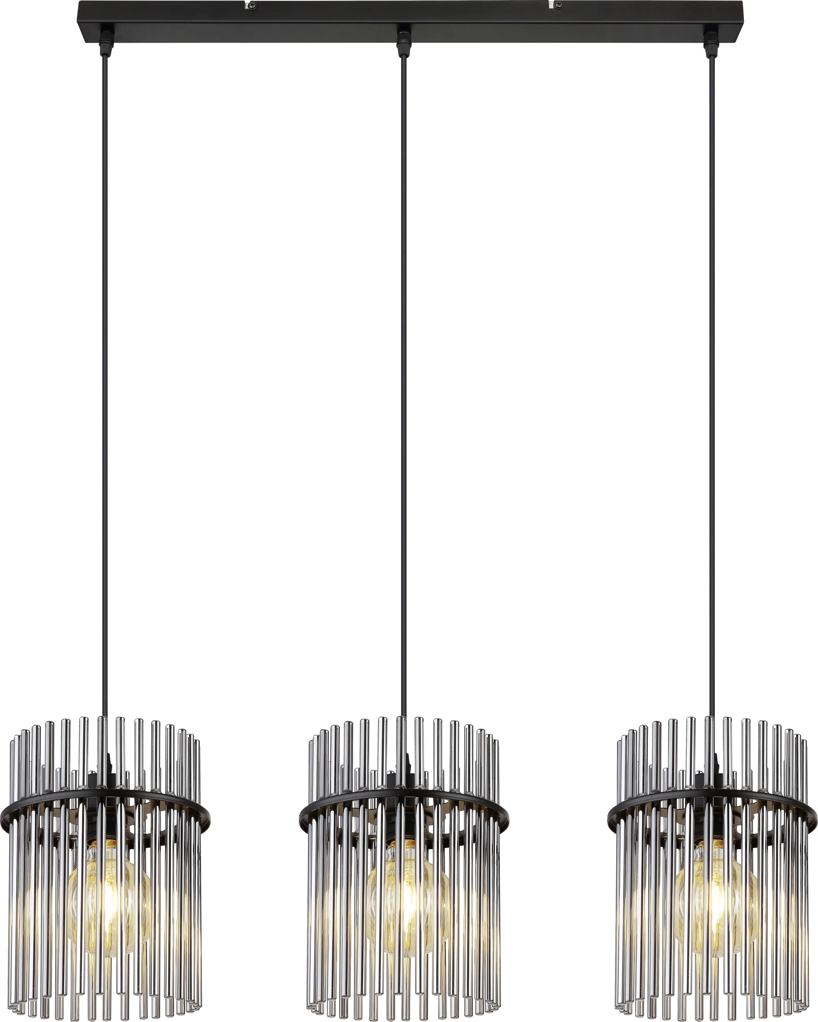 Globo 3er Hängeleuchte Gorley schwarz chrom 80 x 20 x 140 cm E27 Globo 3er Hängeleuchte Gorley schwarz chrom 80 x 20 x 140 cm E27