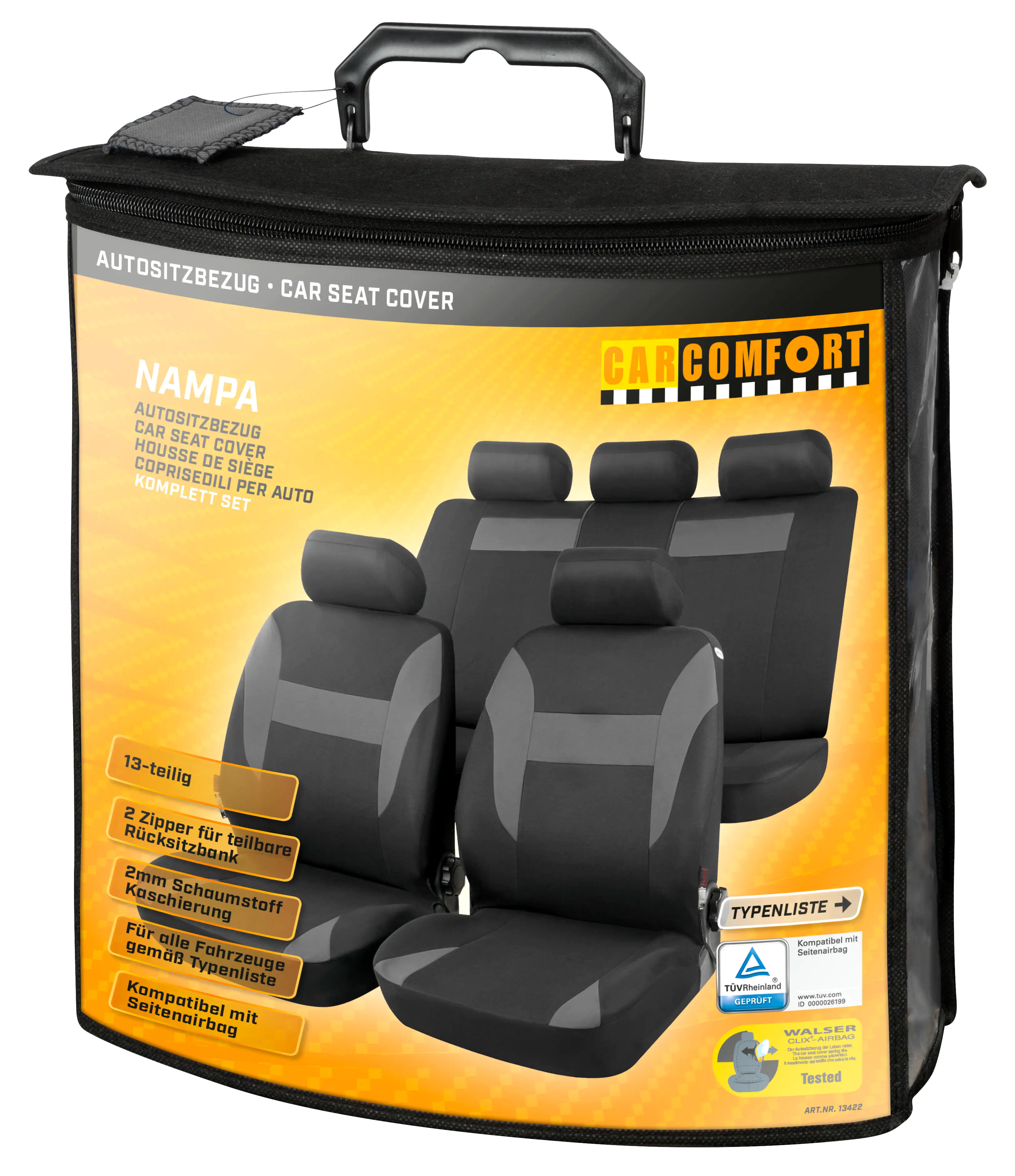 Walser Autositzbezug Nampa Komplett-Set grau schwarz
