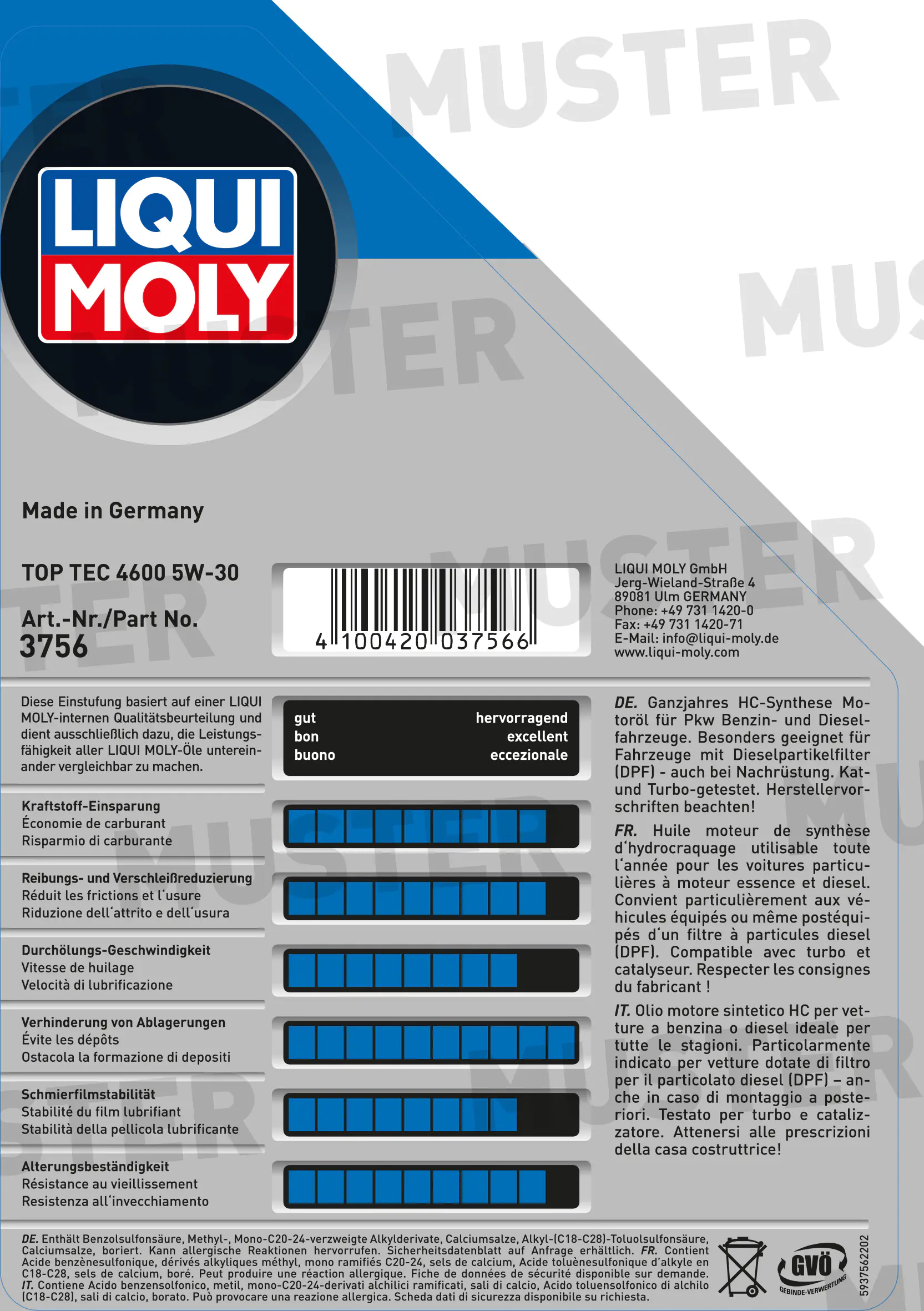 Liqui Moly Motoröl Top Tec 4600 SAE 5W-30 5 L Liqui Moly Motoröl Top Tec 4600 SAE 5W-30 5 L