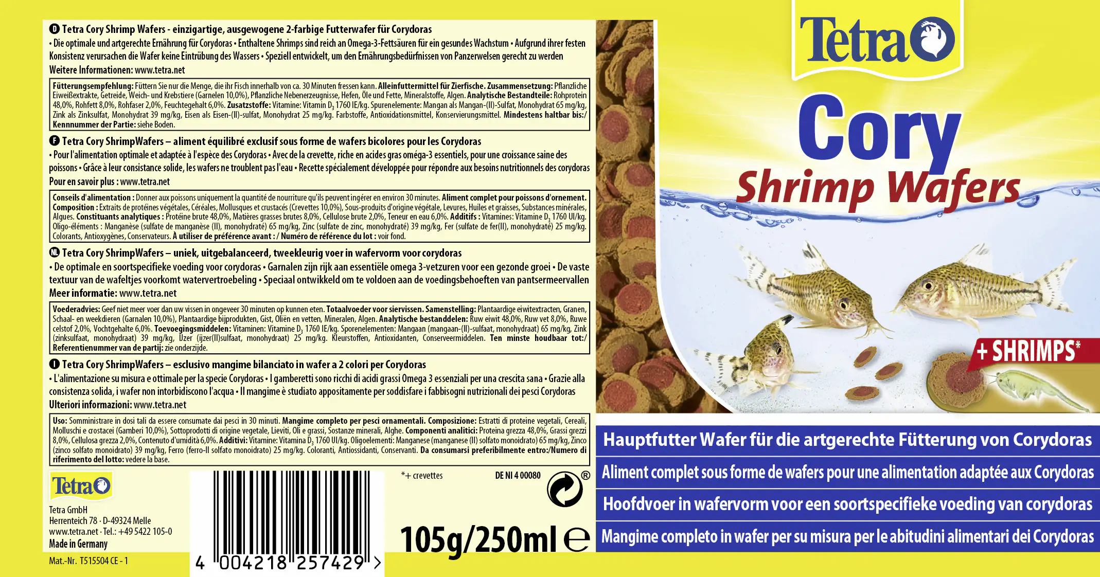 Tetra Cory Shrimp Wafers 250 ml