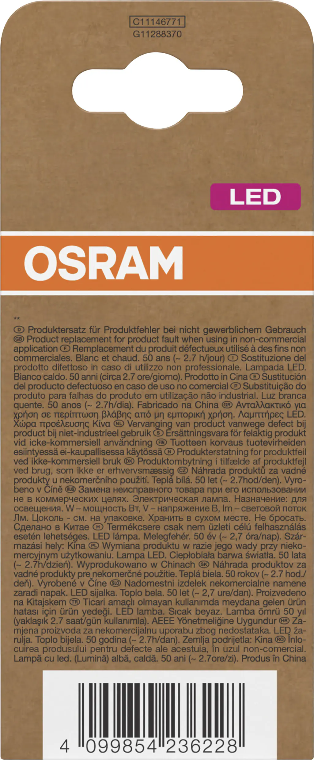 Osram LED Leuchtmittel E27 Classic 2,2W matt warmweiß