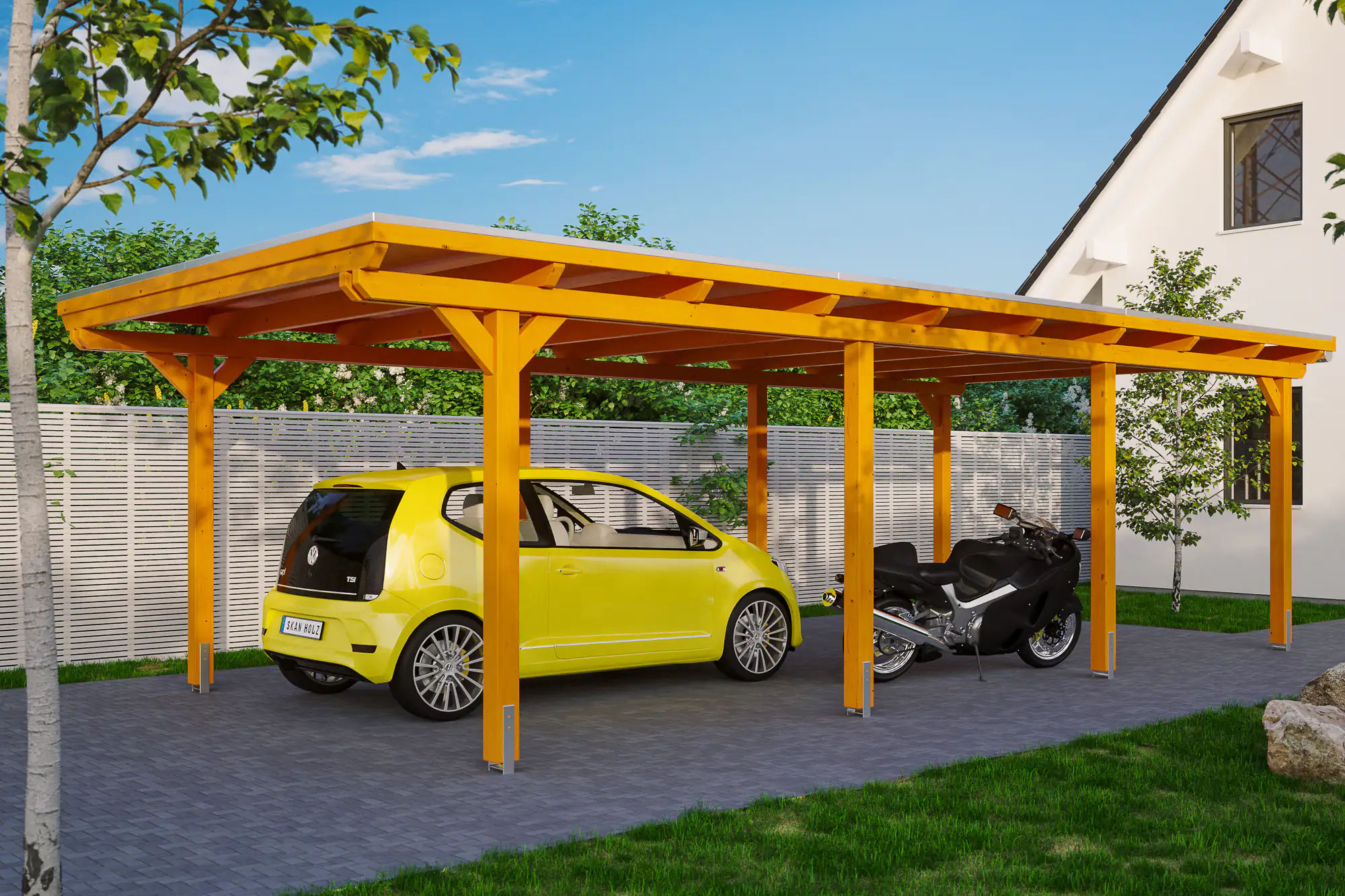 SKAN HOLZ Carport Emsland 404 x 846 cm mit Aluminiumdach