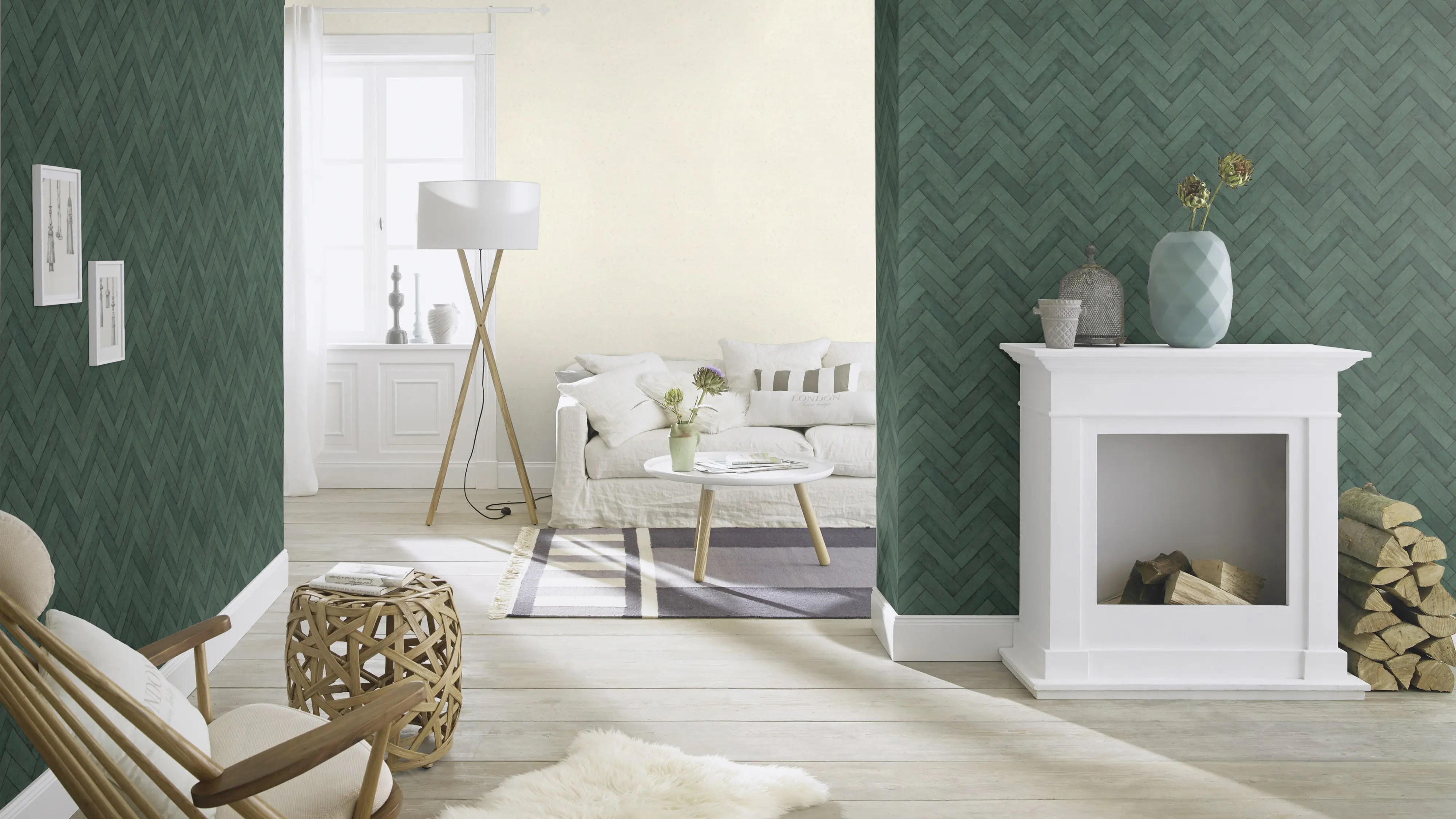 Rasch Vliestapete 499155 Grün-Flaschengrün Muster & Motive 10,05 m x 0,53 m