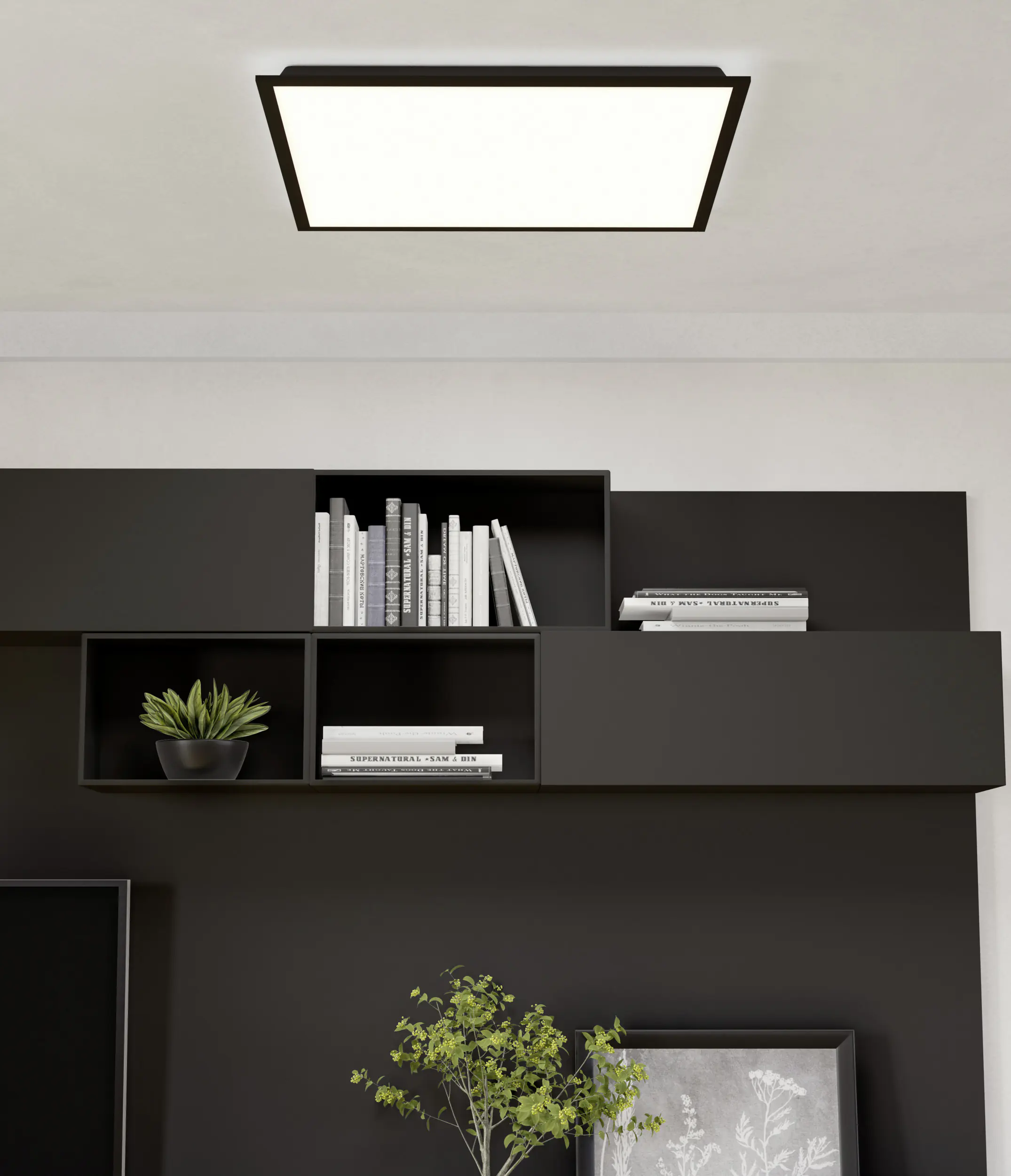 Eglo LED Deckenleuchte Moradillo schwarz 59,5 x 59,5 cm warmweiß-kaltweiß