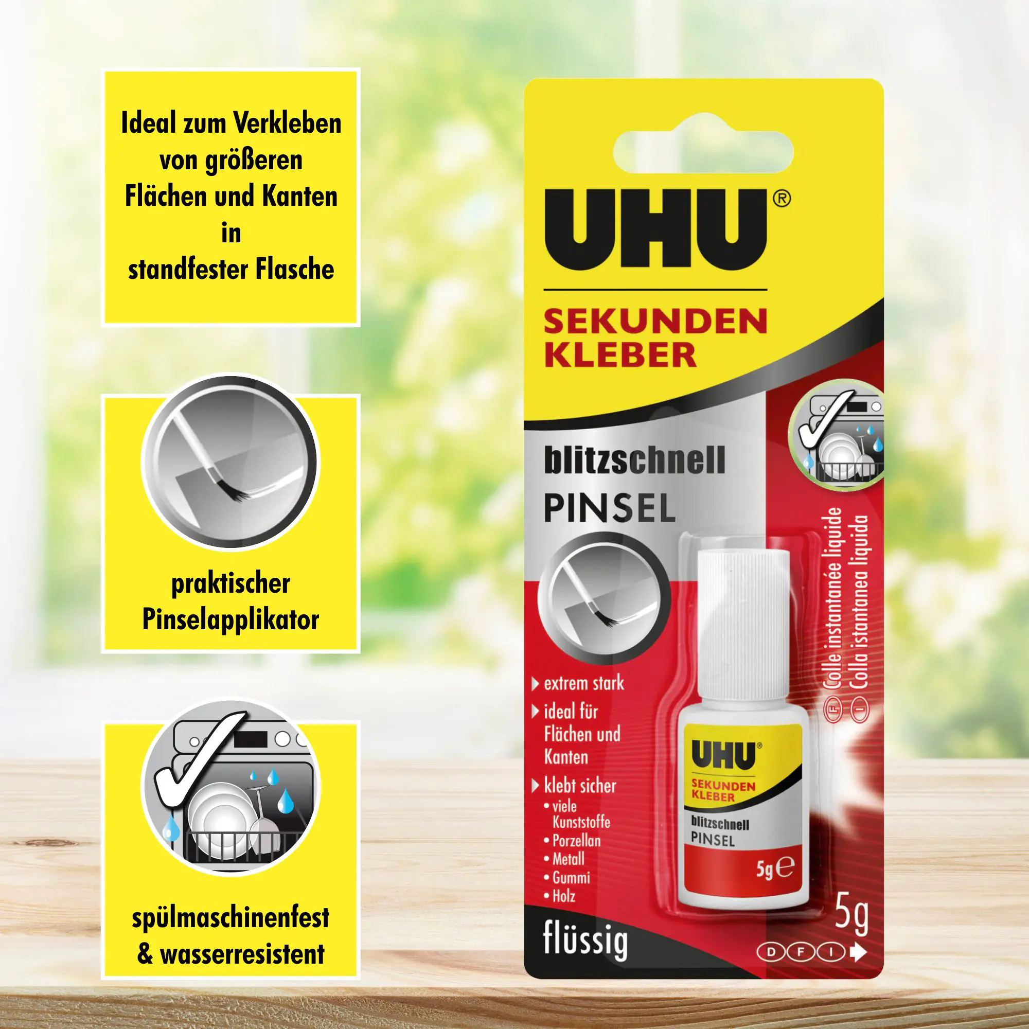 UHU Sekundenkleber blitzschnell Pinsel flüssig 5 g