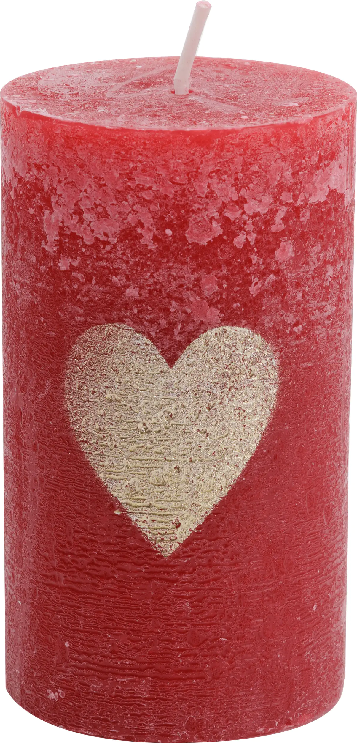 House of Rustic Kerze ruby rot mit gold Herz Ø 6,8 x 12 cm
