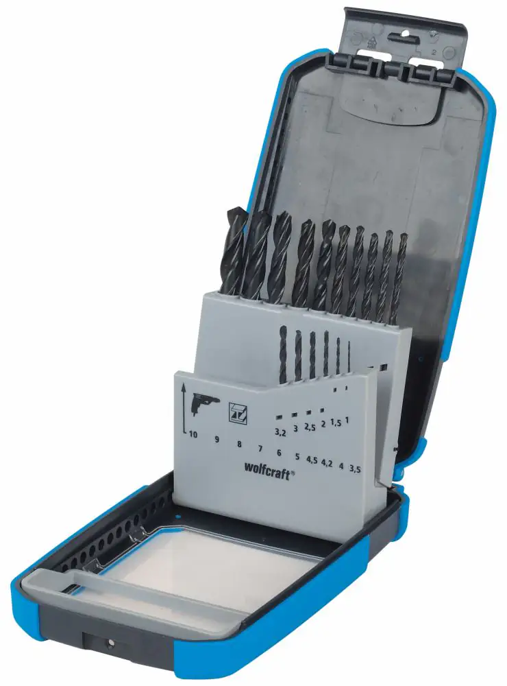 Wolfcraft Metallbohrer-Set HSS rollgewalzt Ø 1 - 10 mm 16-teilig Rundschaft