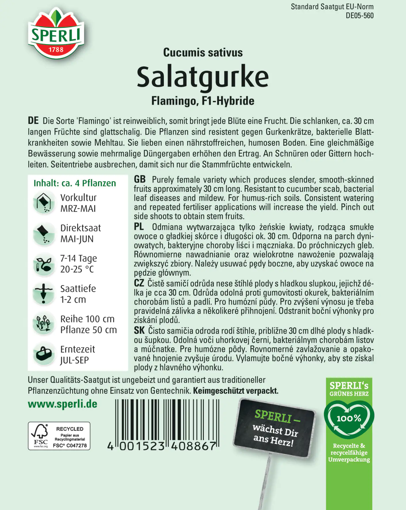 Sperli Salatgurke Flamingo F1