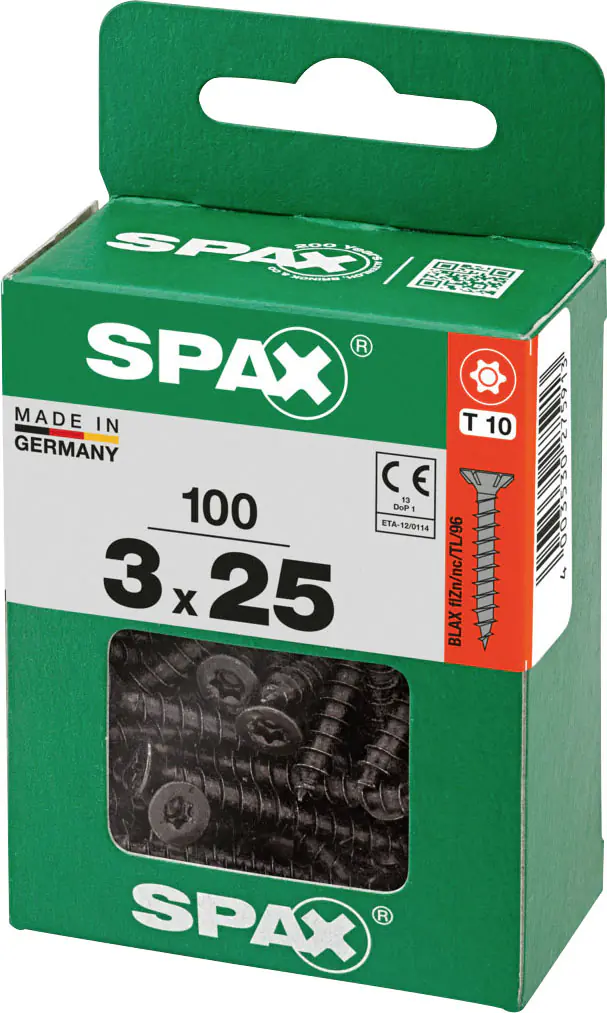 Spax Universalschrauben 3 x 25 mm T10 Vollgewinde - 100 Stk.  Spax Universalschrauben 3 x 25 mm T10 Vollgewinde - 100 Stk.