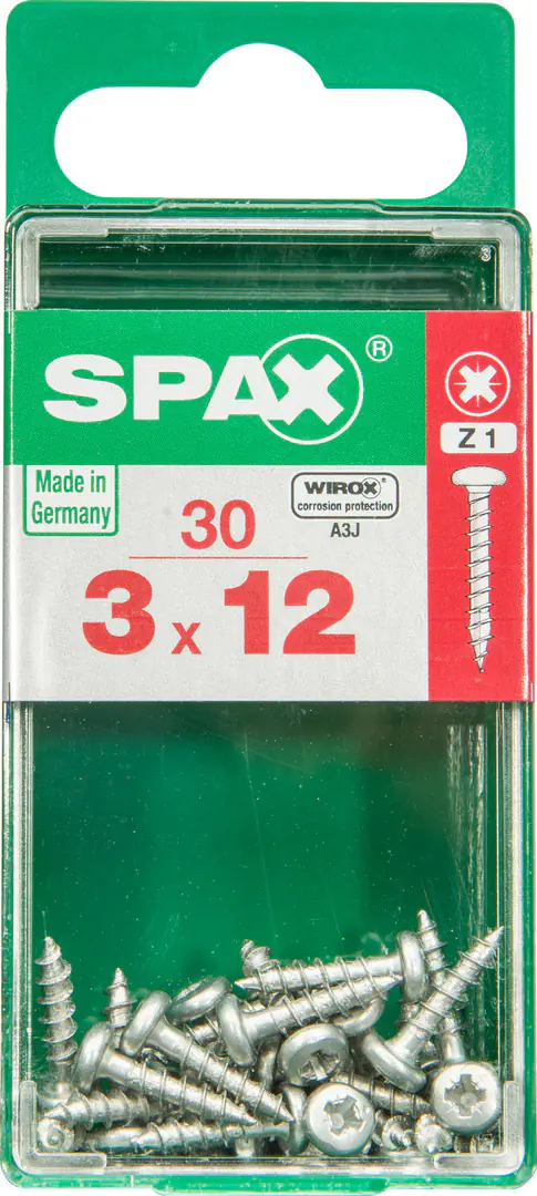 Spax Universalschrauben 3.0 x 12 mm TX 10 Rundkopf - 30 Stk.