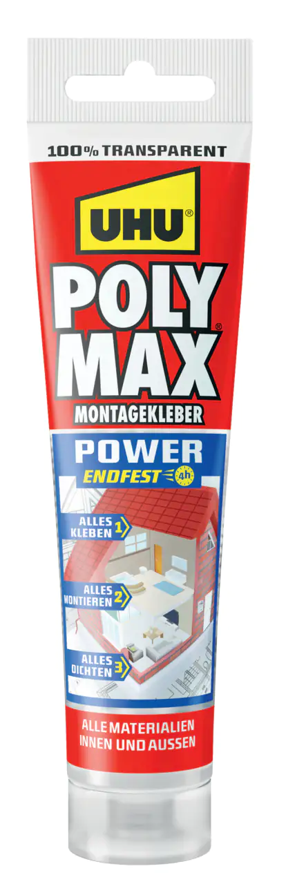 UHU Poly Max Power Montagekleber 115g, transparent UHU Poly Max Power Montagekleber 115g, transparent