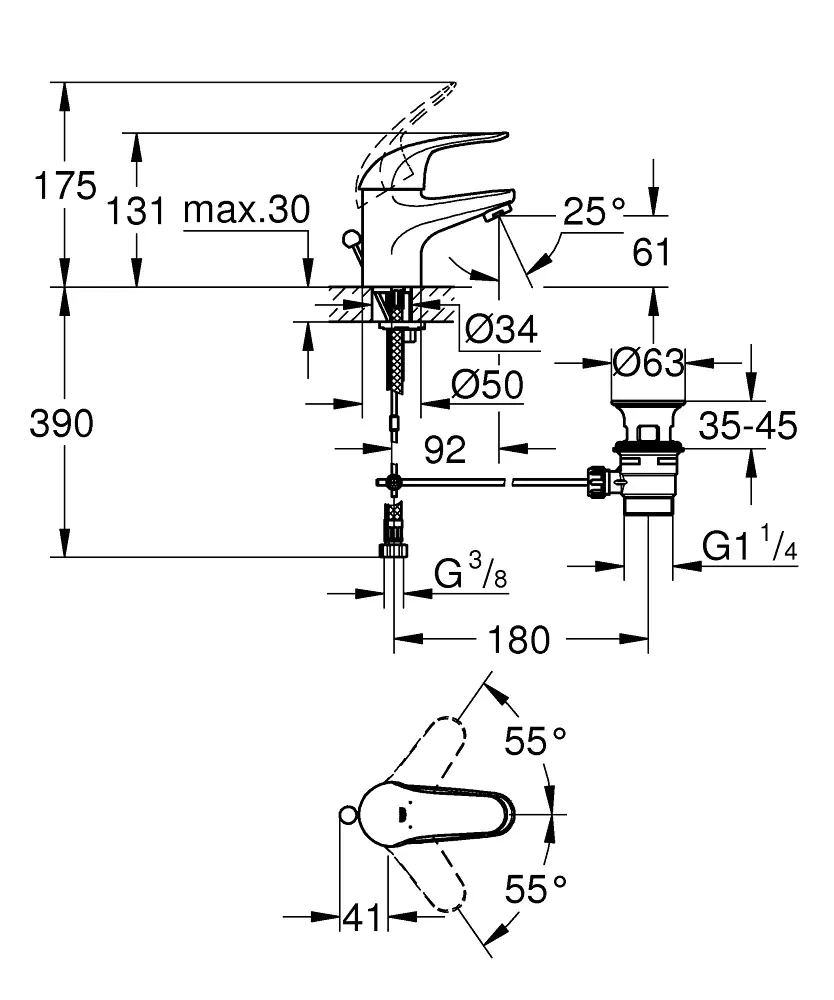 Grohe Waschtischarmatur Swift verchromt Grohe Waschtischarmatur Swift verchromt