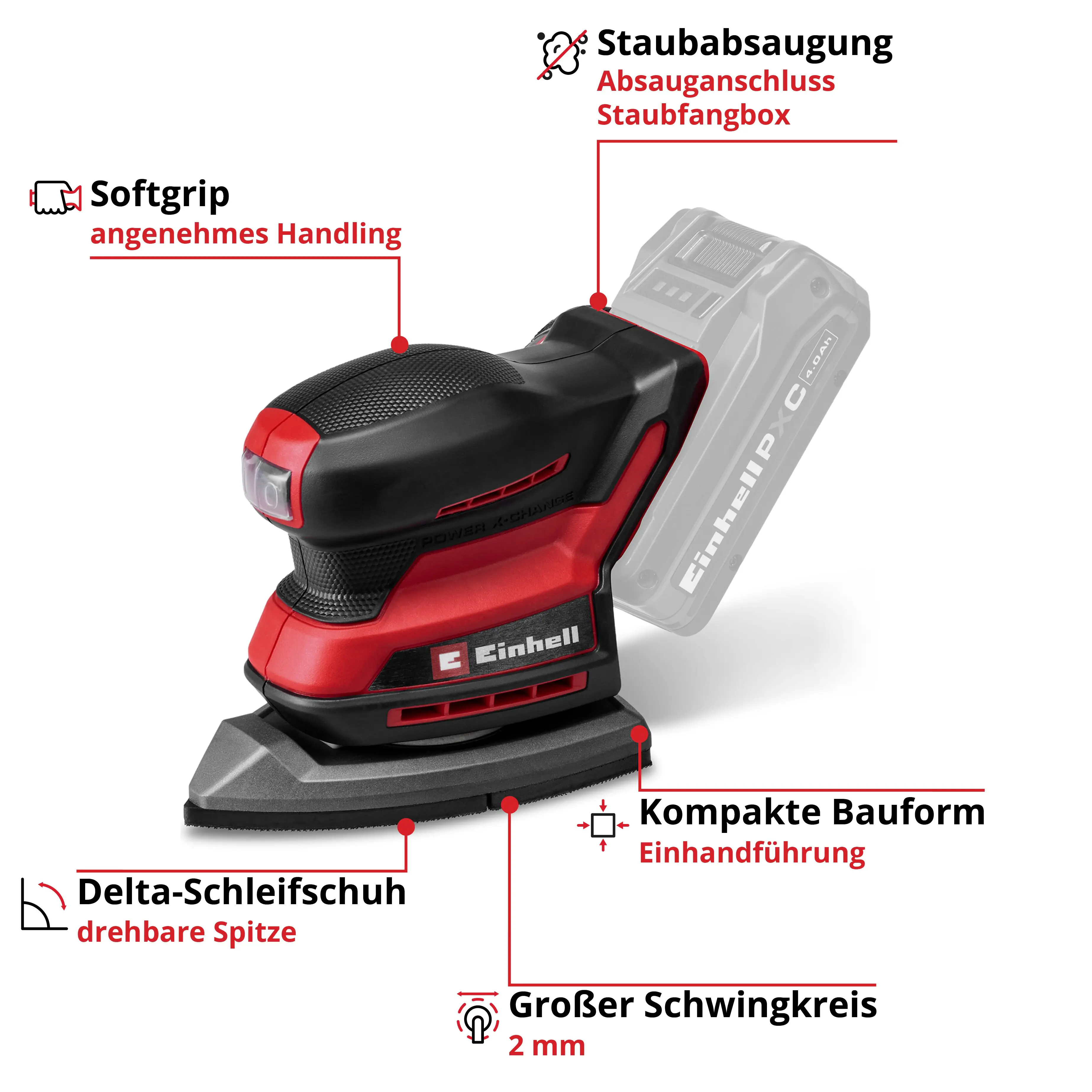 Einhell Expert Akku-Multischleifer TE-OS 18/150-2 Li Solo