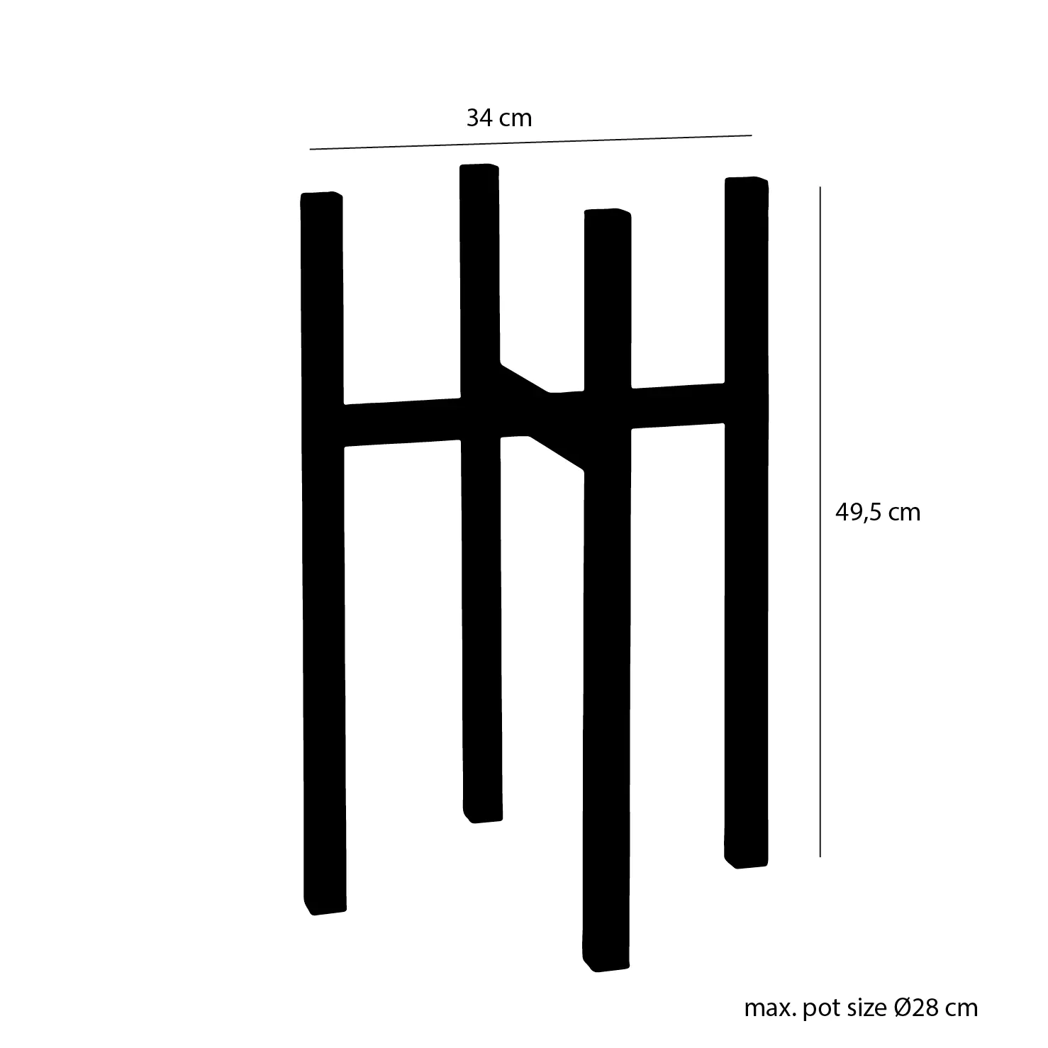 Mica Ascot XL Pflanzenständer Ascot XL schwarz Eisen 34 x 34 x 49,5 cm Mica Ascot XL Pflanzenständer Ascot XL schwarz Eisen 34 x 34 x 49,5 cm