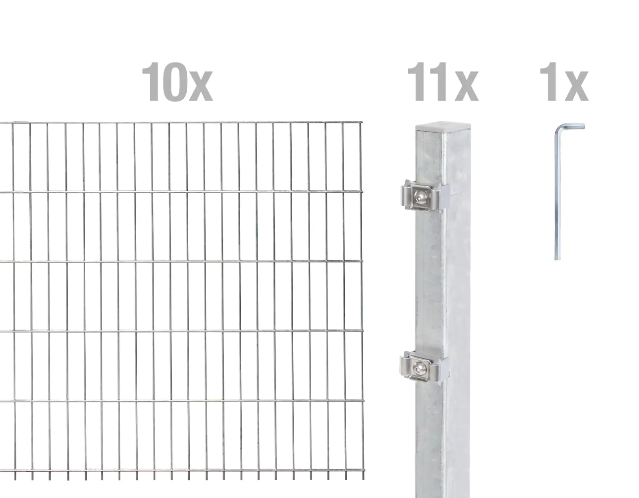 Alberts Doppelstabmatten-Grundset 20 m 200 x 120 cm 6/5/6 feuerverzinkt