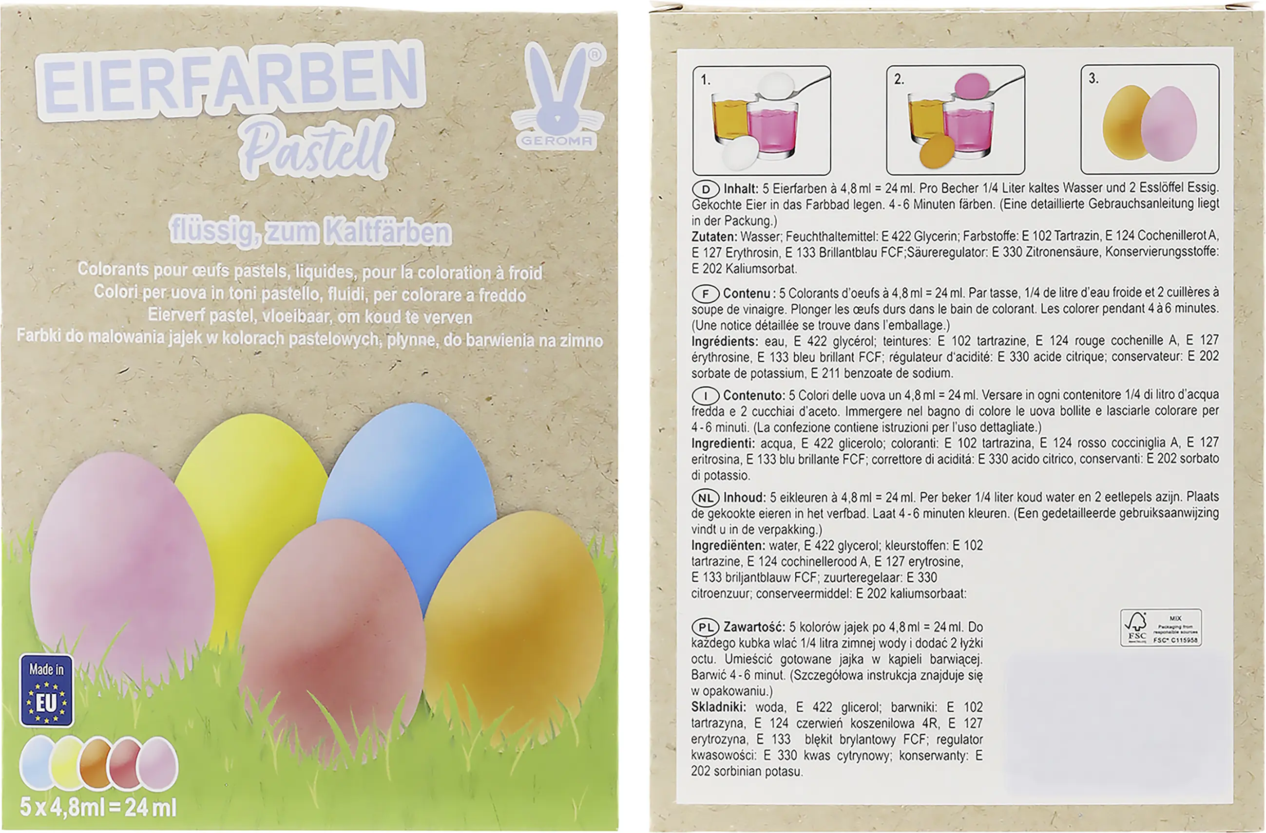 Eierfarben Pastell flüssig 5 Farben 