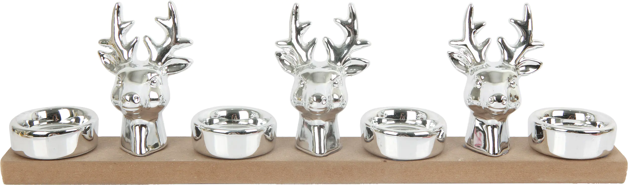 TrendLine Deko Adventskerzenhalter Keramik 39 x 5 x 10,5 cm silber