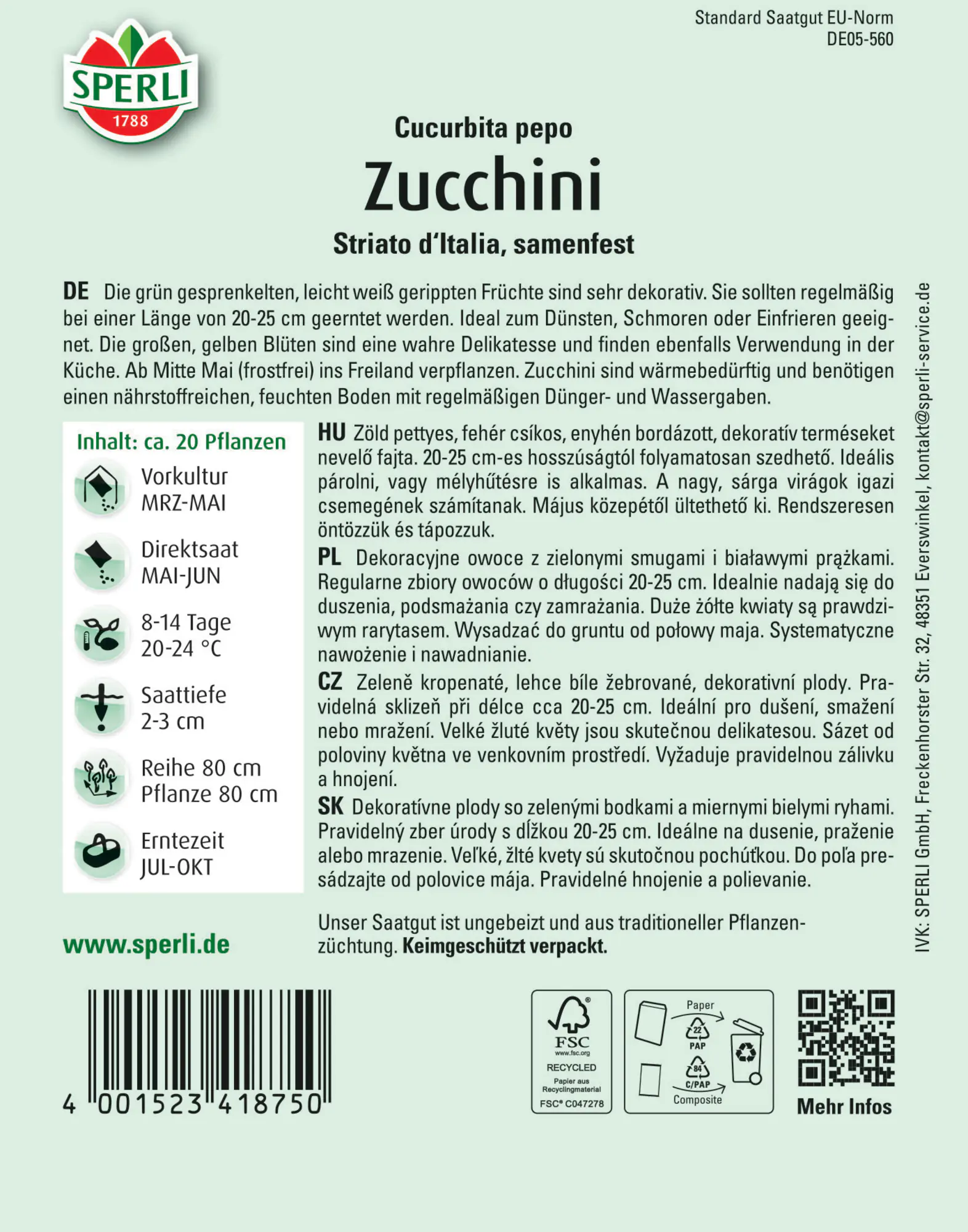 Sperli Zucchini Striato d'Italia