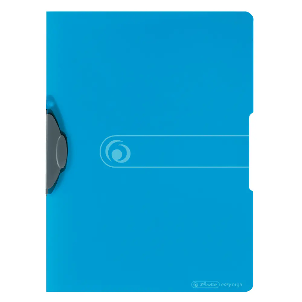 herlitz Express-Clip A4 PP transparent blau für bis zu 30 Blatt grauer Clip