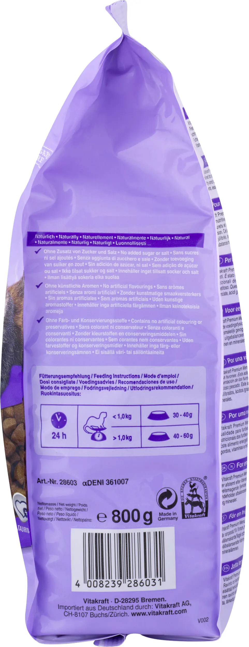 Vitakraft Nagerfutter Premium Menü Frettchen 800 g 