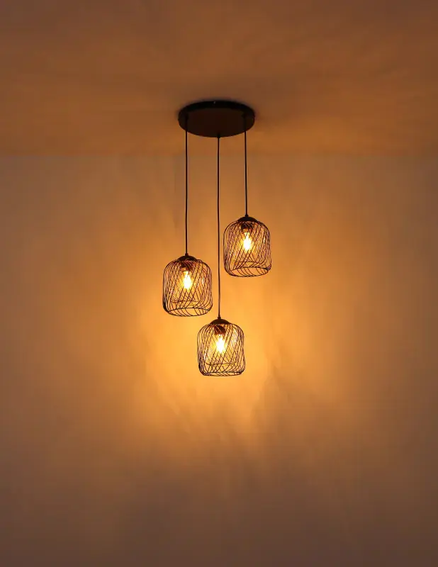 Globo Hängeleuchte Dichti Ø 39,4 x 150 cm schwarz matt