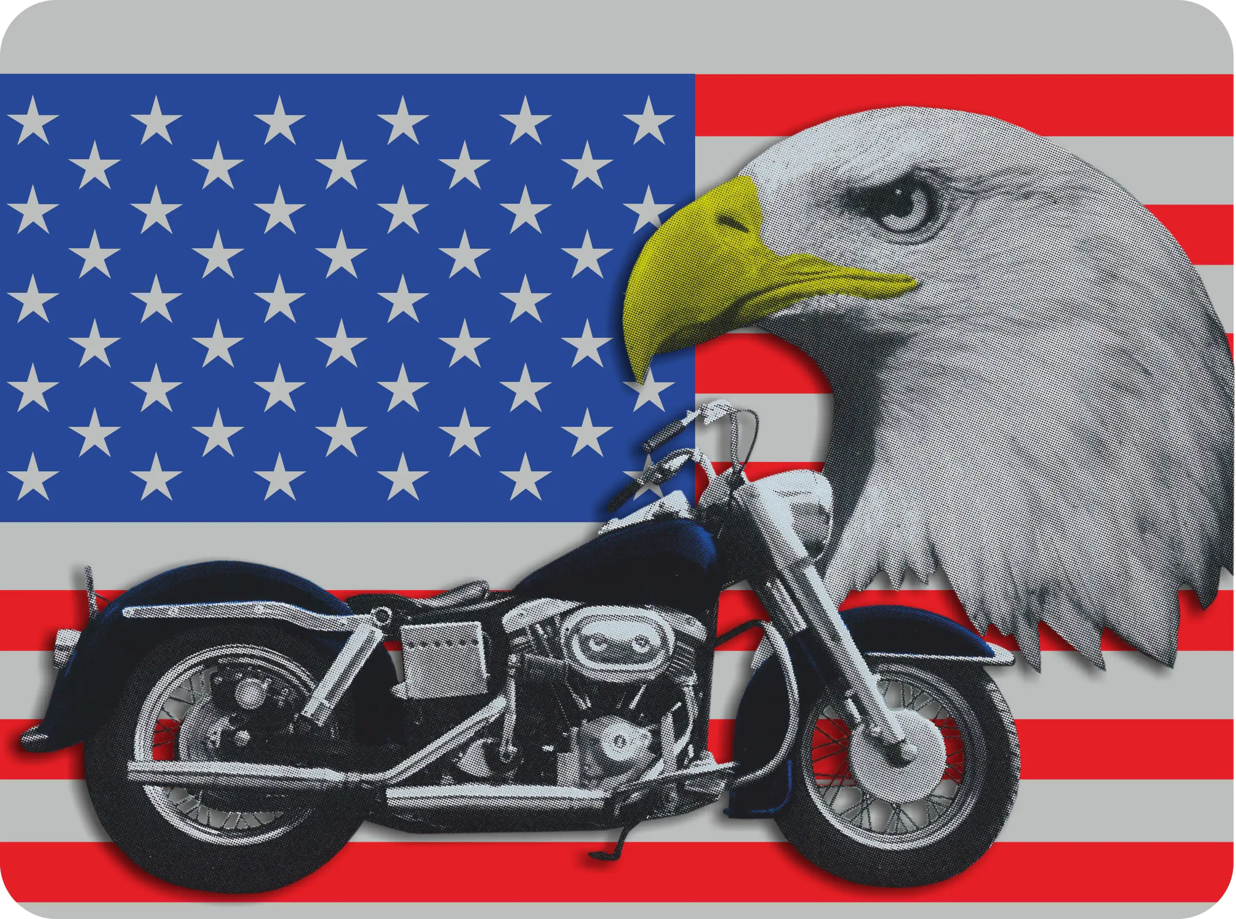 Hermann Schütz Aufkleber US-Flagge/Motorrad Holografie 150x110mm