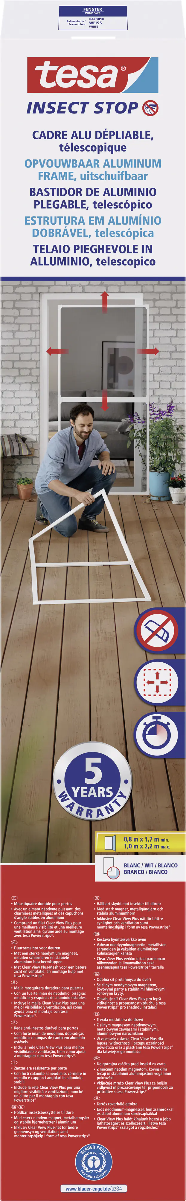 tesa Fliegenschutz-Tür FALT 100 x 220 cm anthrazit/weiß kürzbar