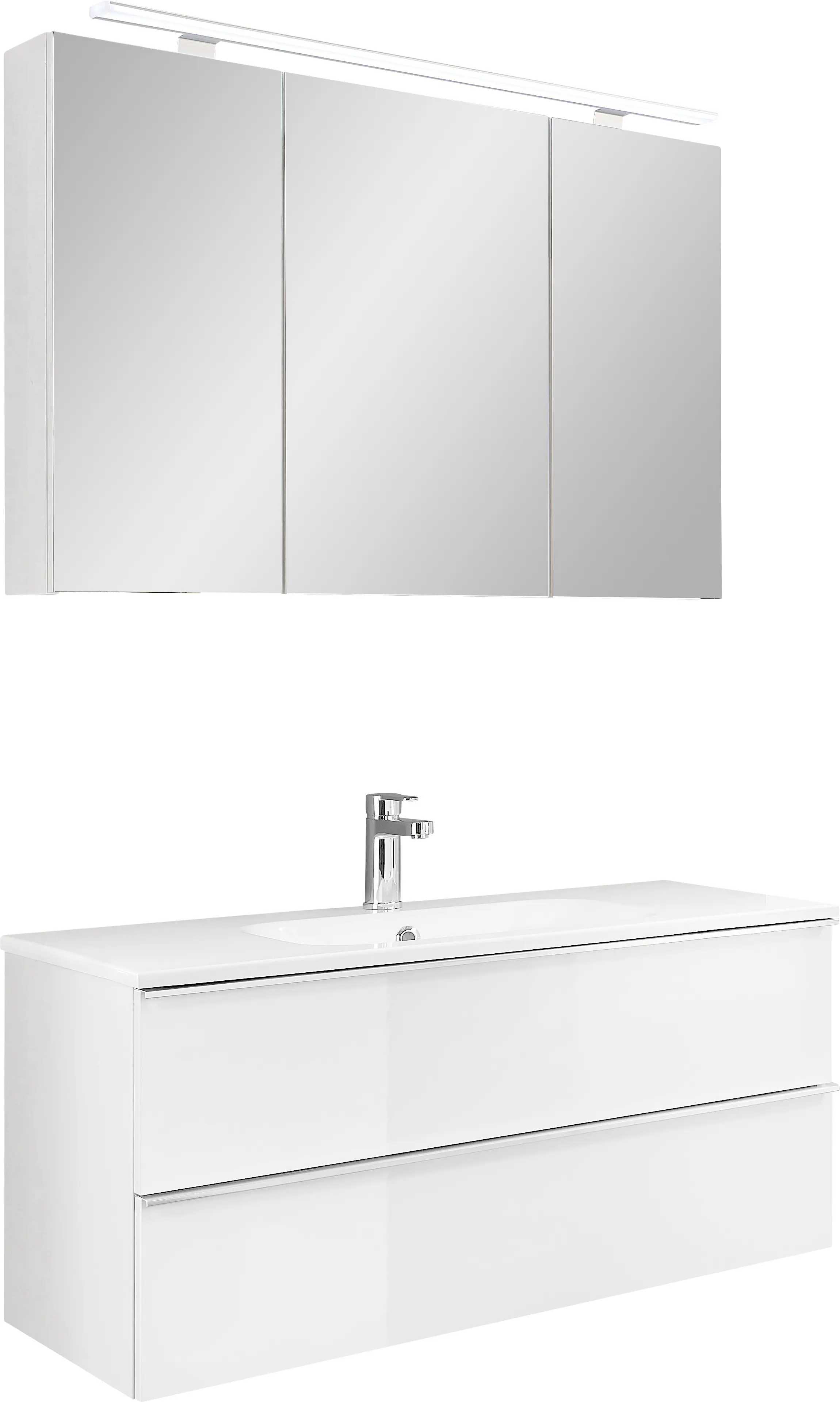 Primaster Bad-Set Düsseldorf weiß 101 cm LED-Leuchten, Mineralgusswaschtisch